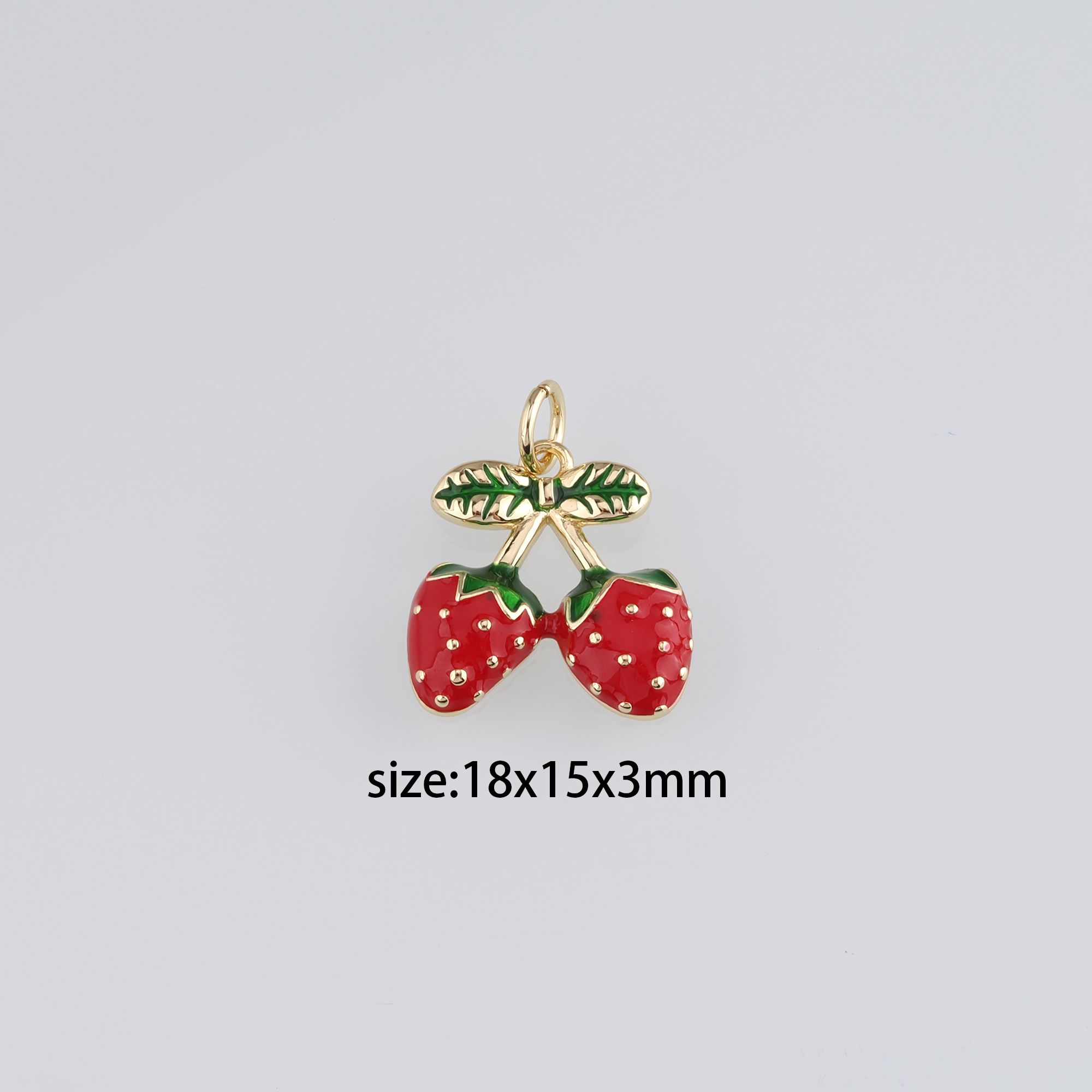 18K Gold Filled Strawberry Pendant,Enamel Fruit Charm Earrings Necklace for DIY Jewelry Making Supply