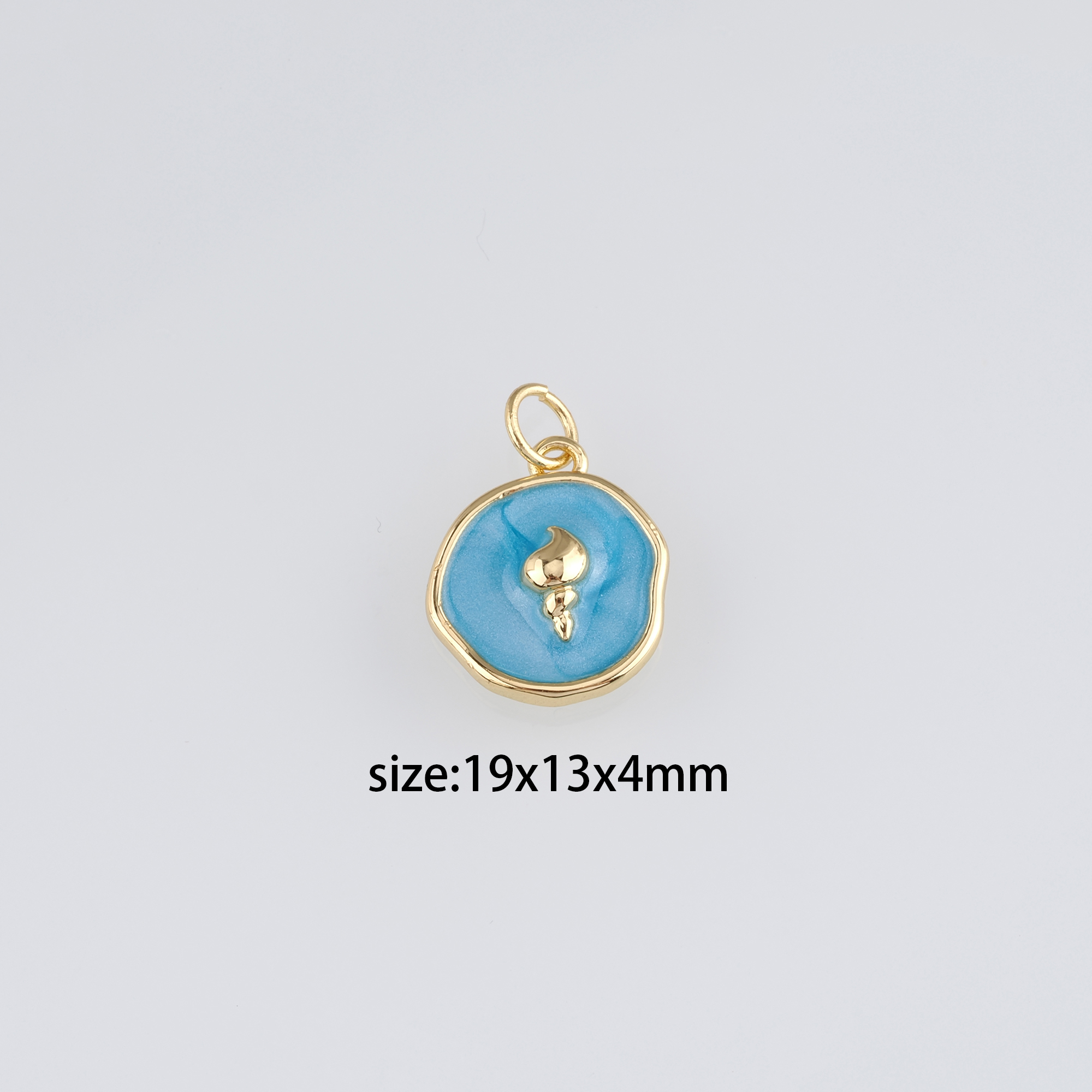 18K Gold Filled Conch Shell Pendant,Enamel Ocean Shell Charm Earrings Necklace for DIY Jewelry Making Supply