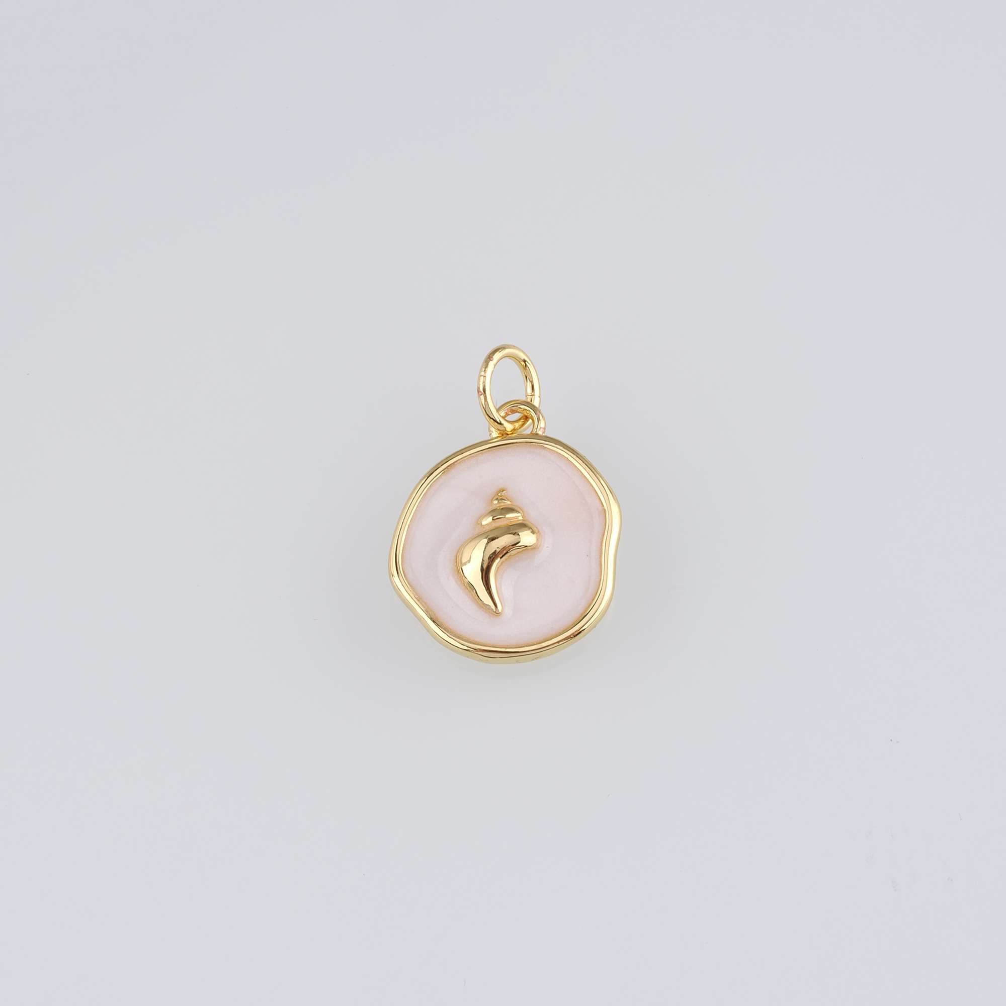18K Gold Filled Conch Shell Pendant,Enamel Ocean Shell Charm Earrings Necklace for DIY Jewelry Making Supply