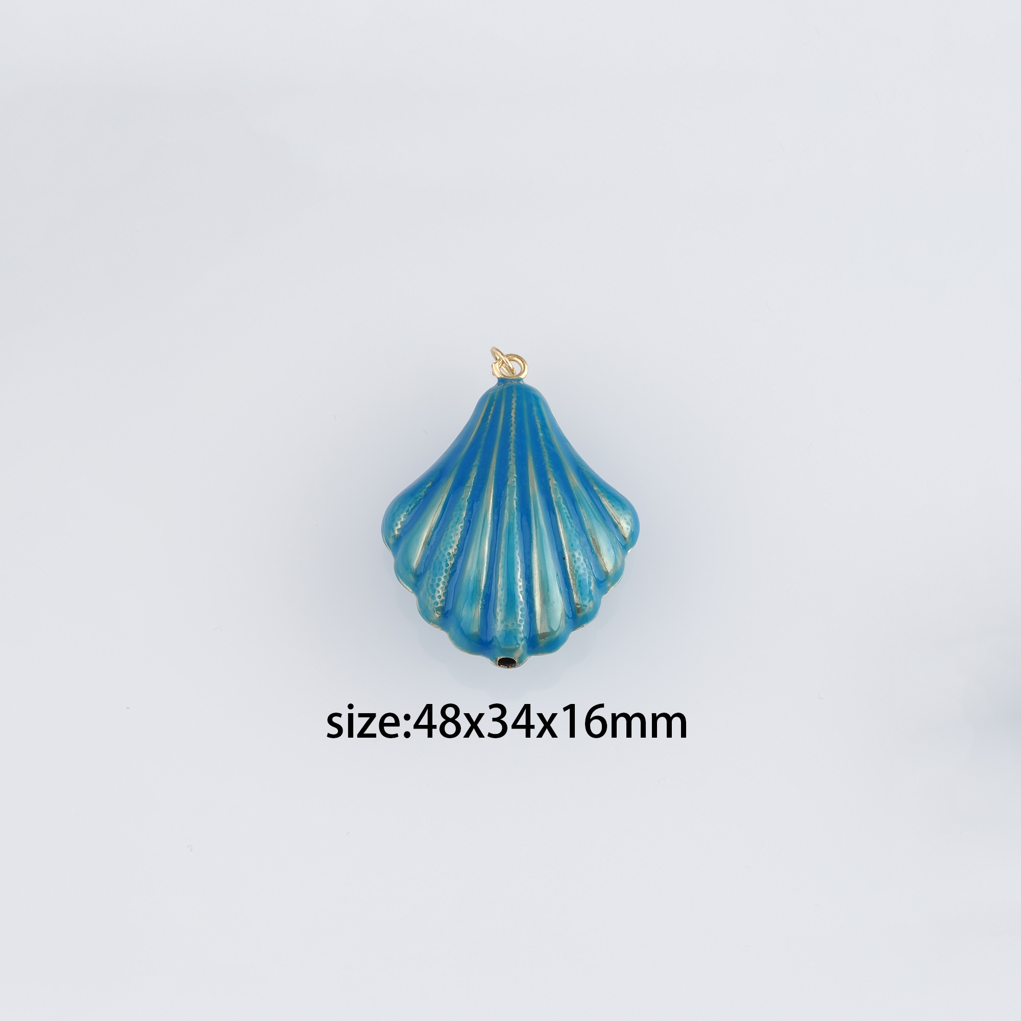 18K Gold Filled Scallop Pendant,Enamel Scallop Charm Earrings Necklace for DIY Jewelry Making Supply