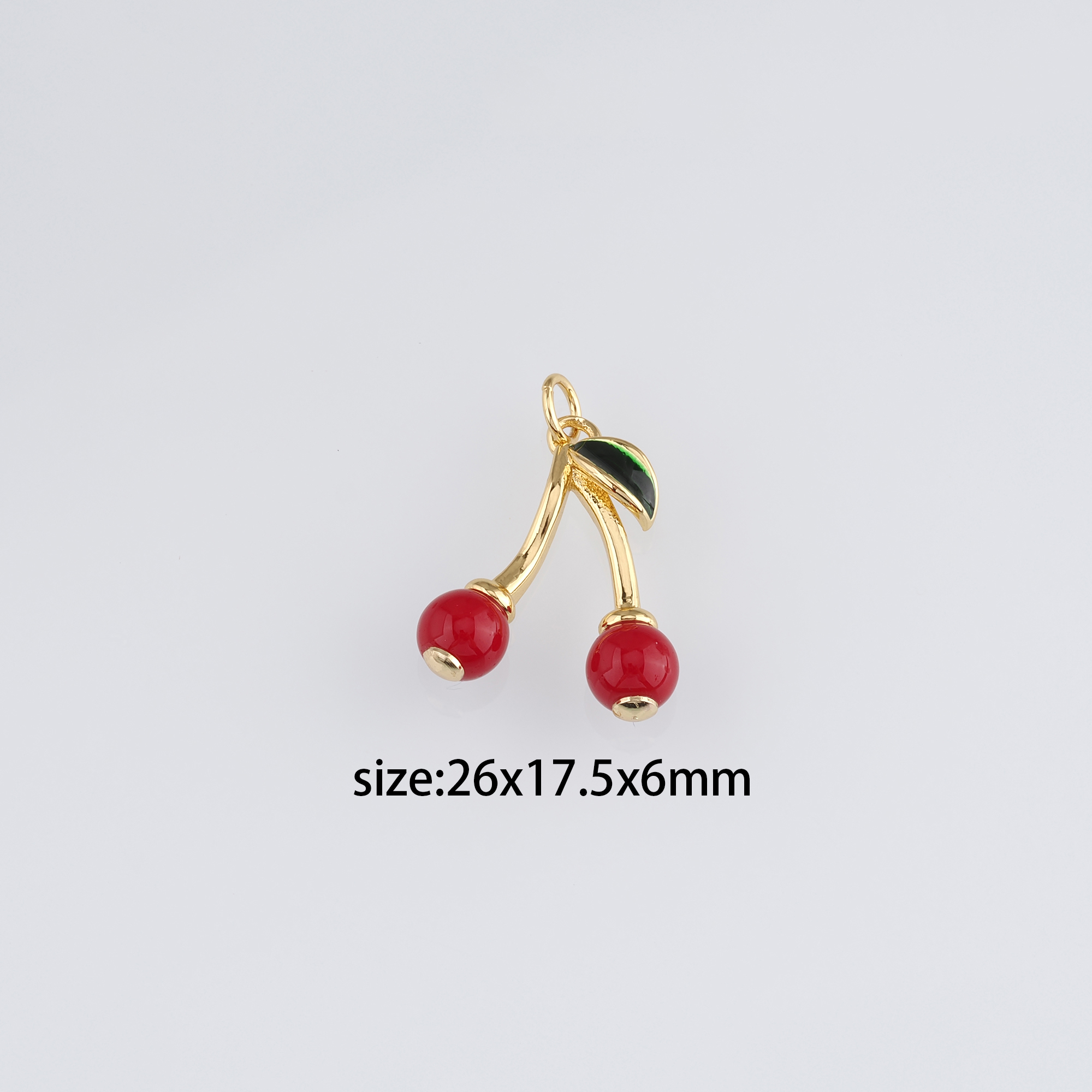 18K Gold Filled Cherry Pendant,Fruit Charm,Enamel Cherry Earrings Necklace for DIY Jewelry Making Supply