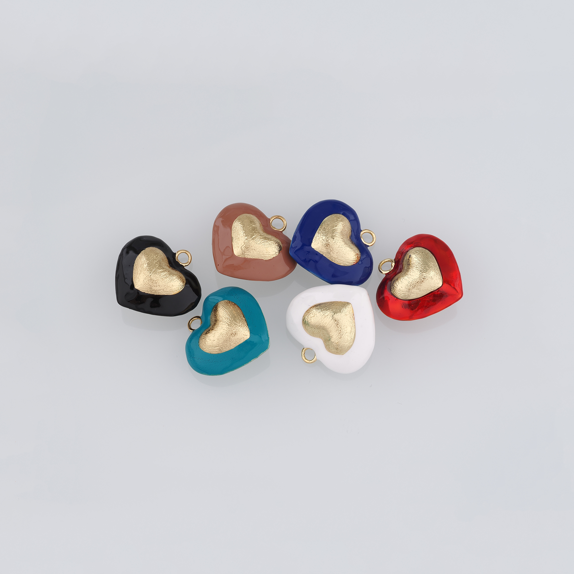 18K Gold Filled Heart Pendant,Enamel Heart Charm Earrings Necklace for DIY Jewelry Making Supply