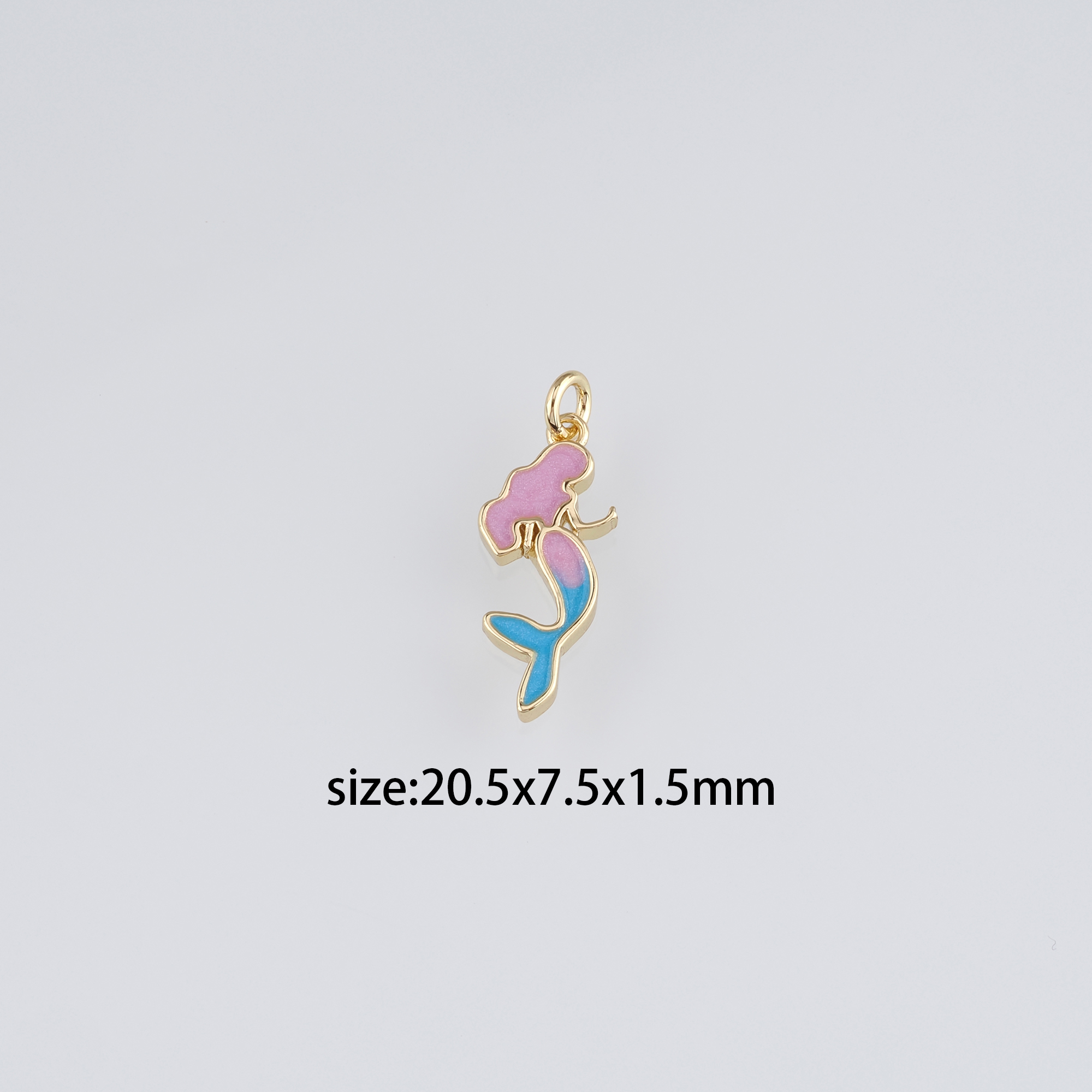 18K Gold Filled Mermaid Pendant,Enamel Mermaid Charm Earrings Necklace for DIY Jewelry Making Supply