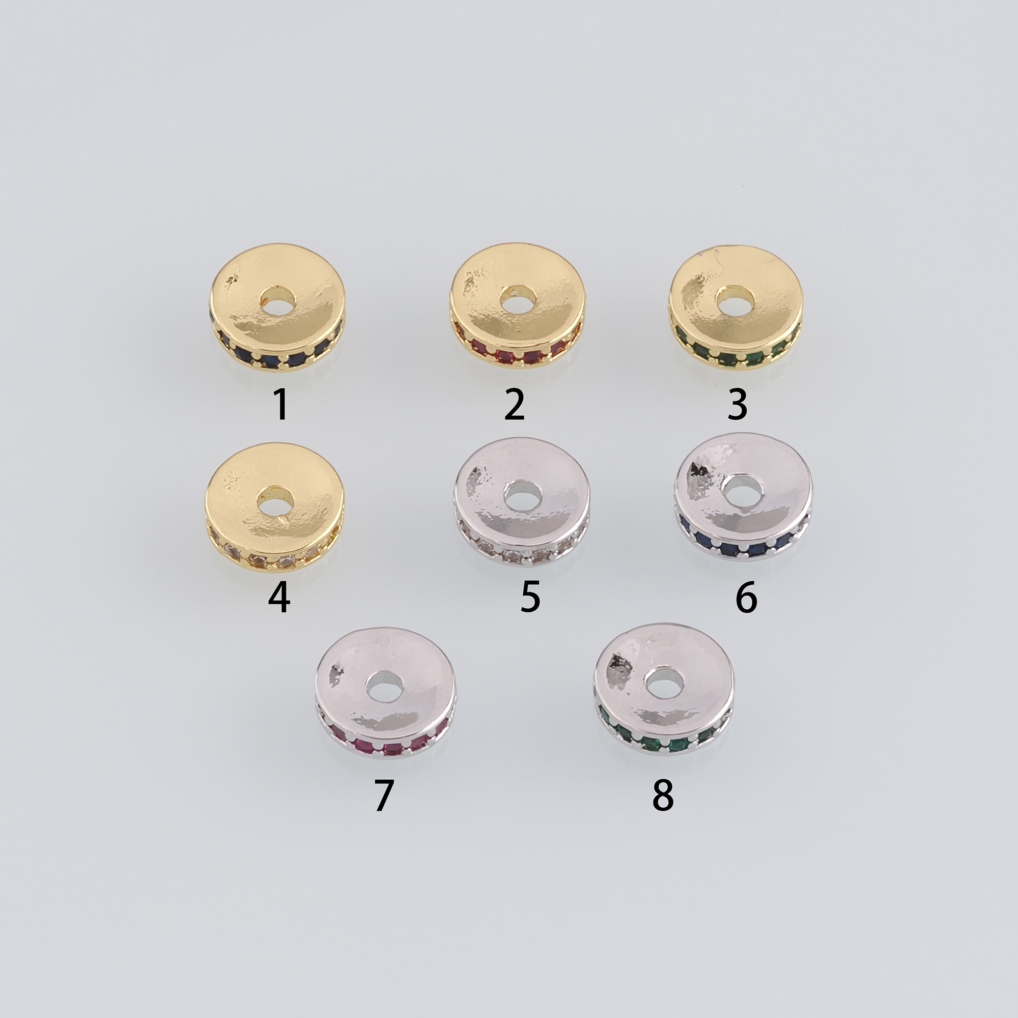 18K Gold Filled Round Spacer Beads,Disc Beads,CZ Micro Pave Round Flat Bead for Bracelet Jewelry Necklace Making Supply