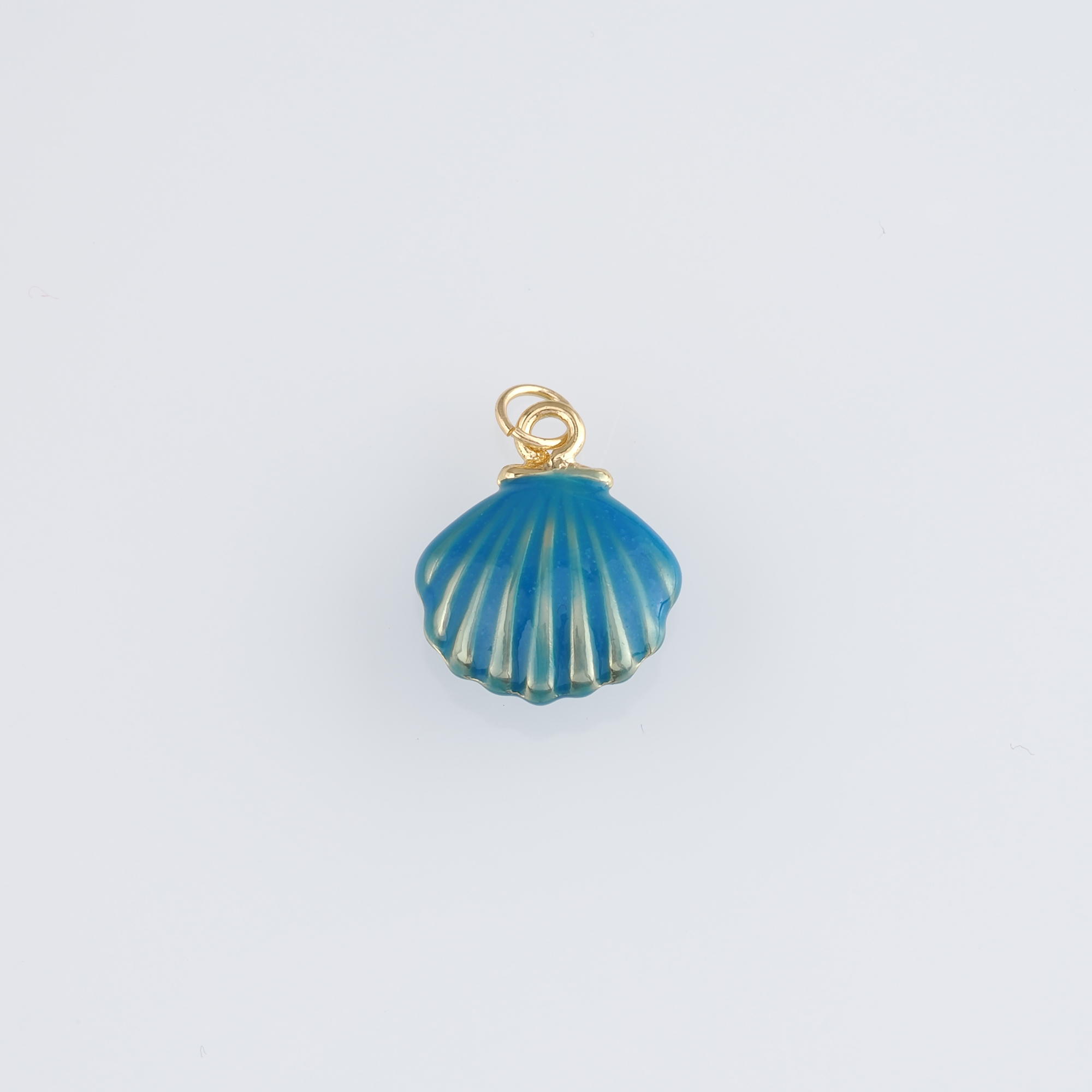 18K Gold Filled Scallop Pendant,Enamel Scallop Charm Earrings Necklace for DIY Jewelry Making Supply