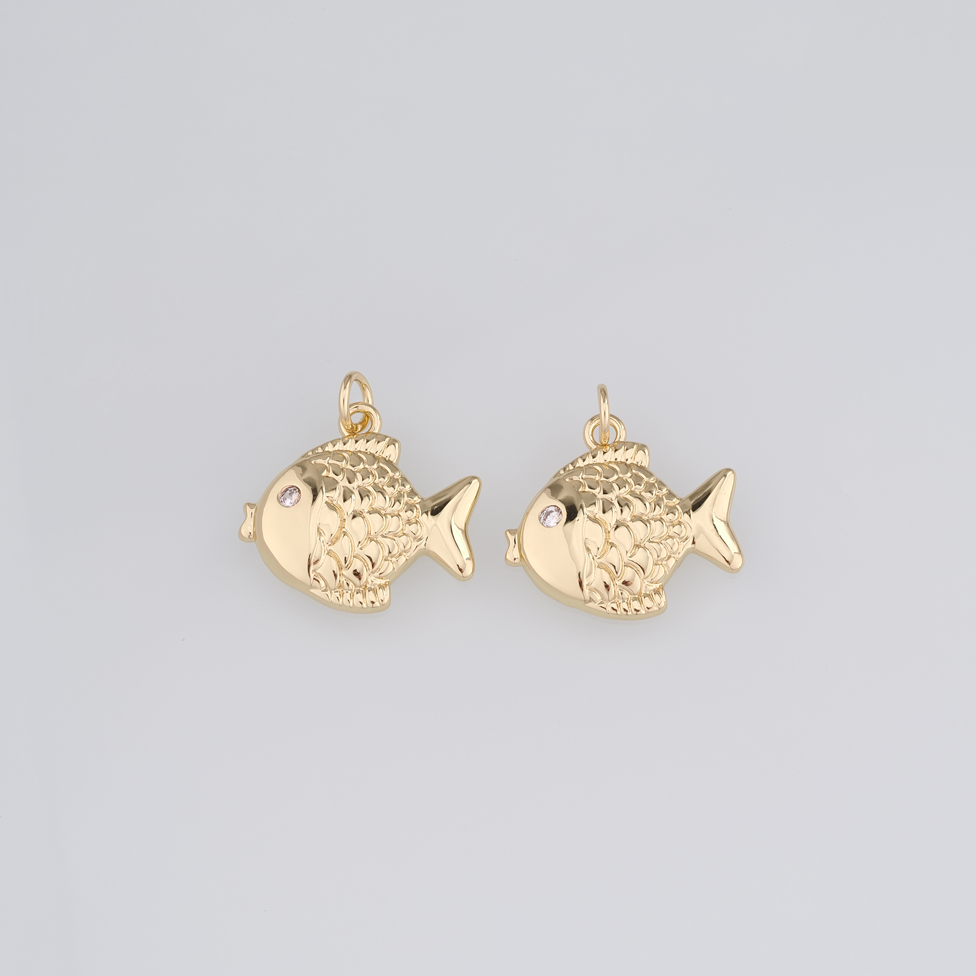 18K Gold Filled Fish Pendant,Dainty Fish Charm Earrings Necklace for DIY Jewelry Making Supply