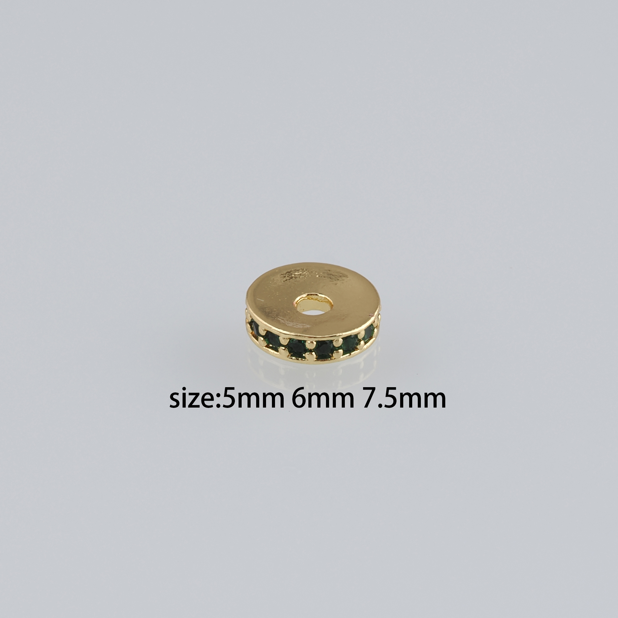 18K Gold Filled Round Spacer Beads,Disc Beads,CZ Micro Pave Round Flat Bead for Bracelet Jewelry Necklace Making Supply