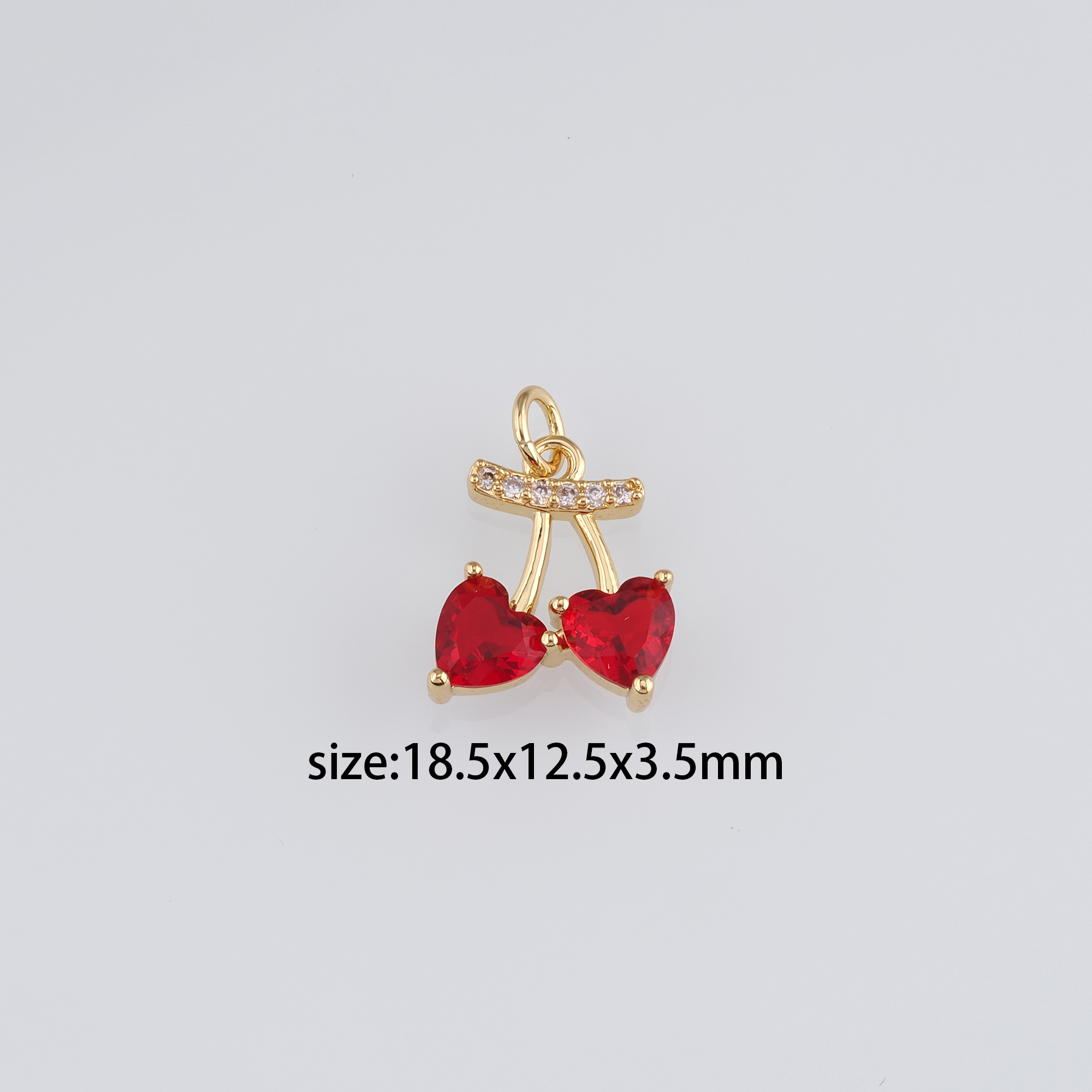 18K Gold Filled Cherry Pendant,Fruit Charm,CZ Micro Pave Cherry Earrings Necklace for DIY Jewelry Making Supply