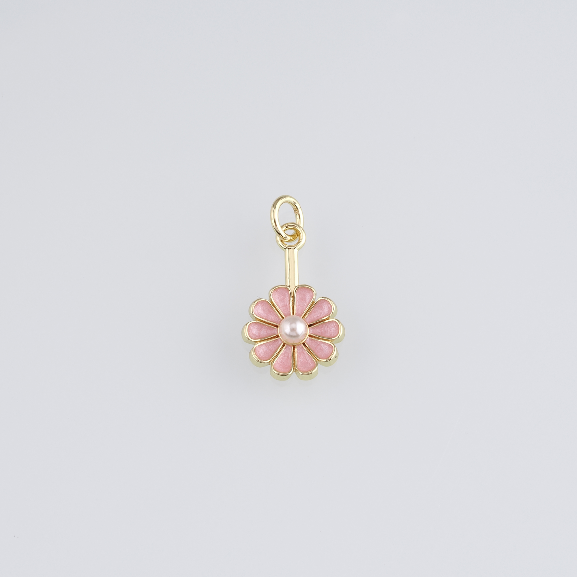 18K Gold Filled Daisy Pendant,Enamel Flower Charm Earrings Necklace for DIY Jewelry Making Supply