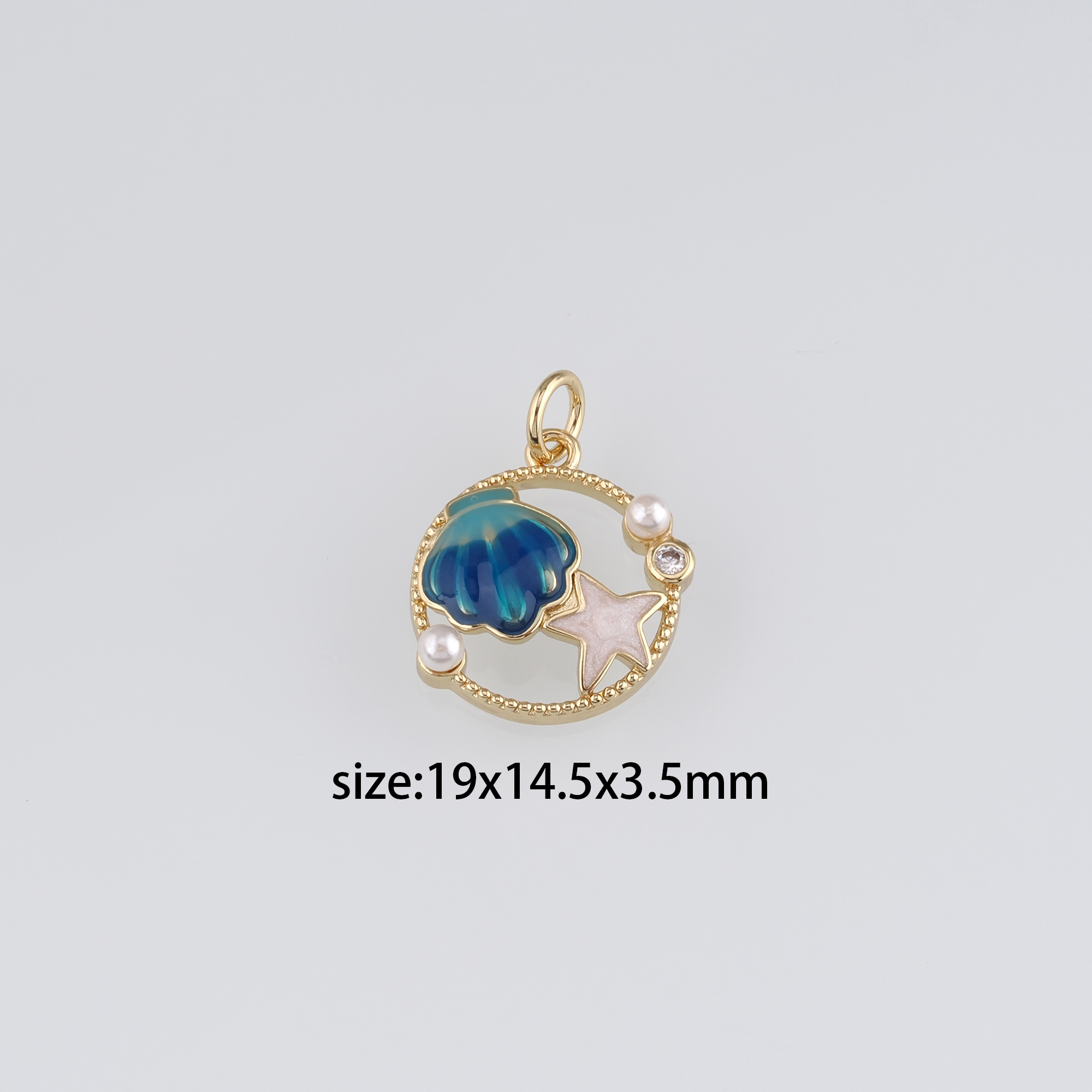 18K Gold Filled Scallop Pendant,Enamel Scallop Charm Earrings Necklace for DIY Jewelry Making Supply