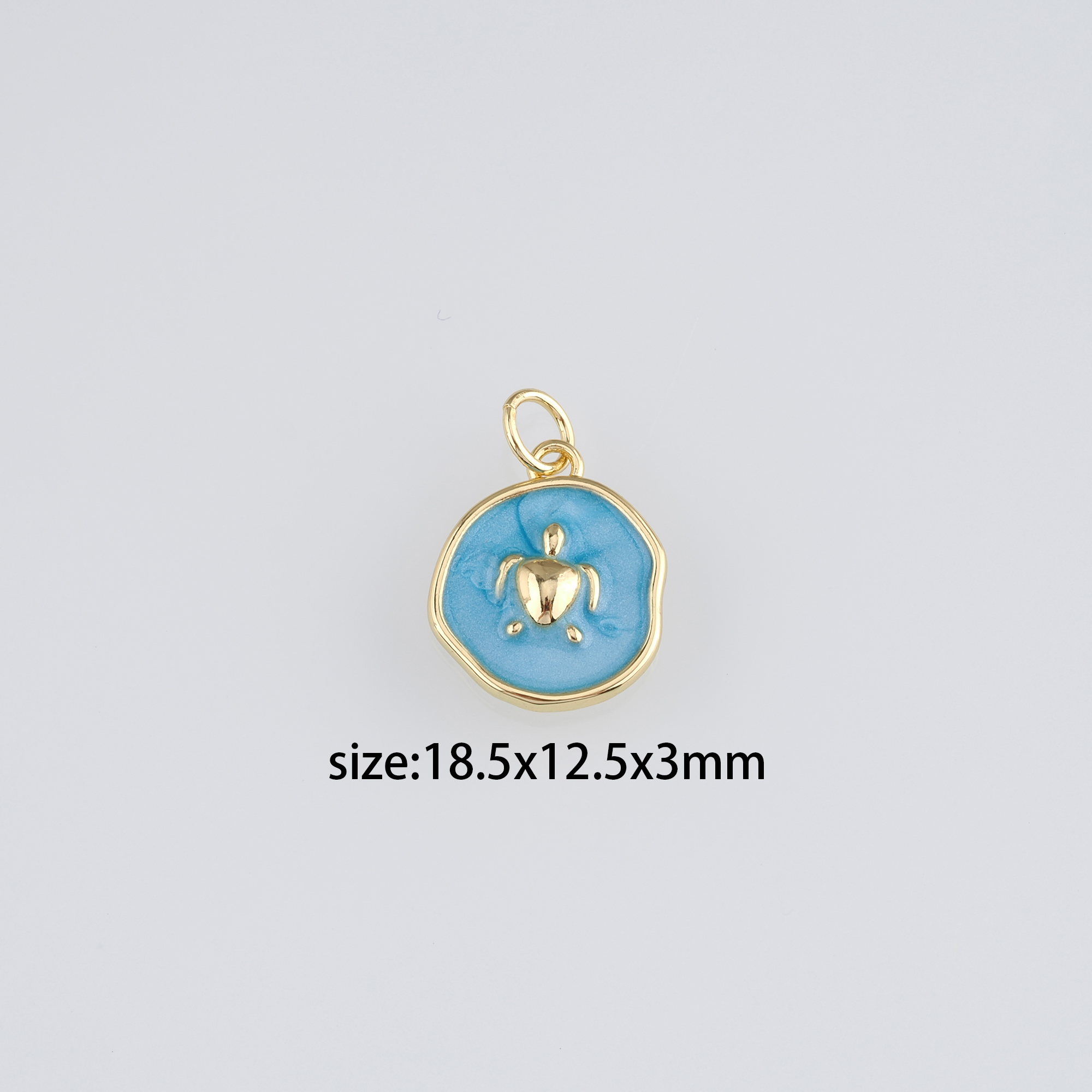 18K Gold Filled Turtle Pendant,Enamel Turtle Charm Earrings Necklace for DIY Jewelry Making Supply