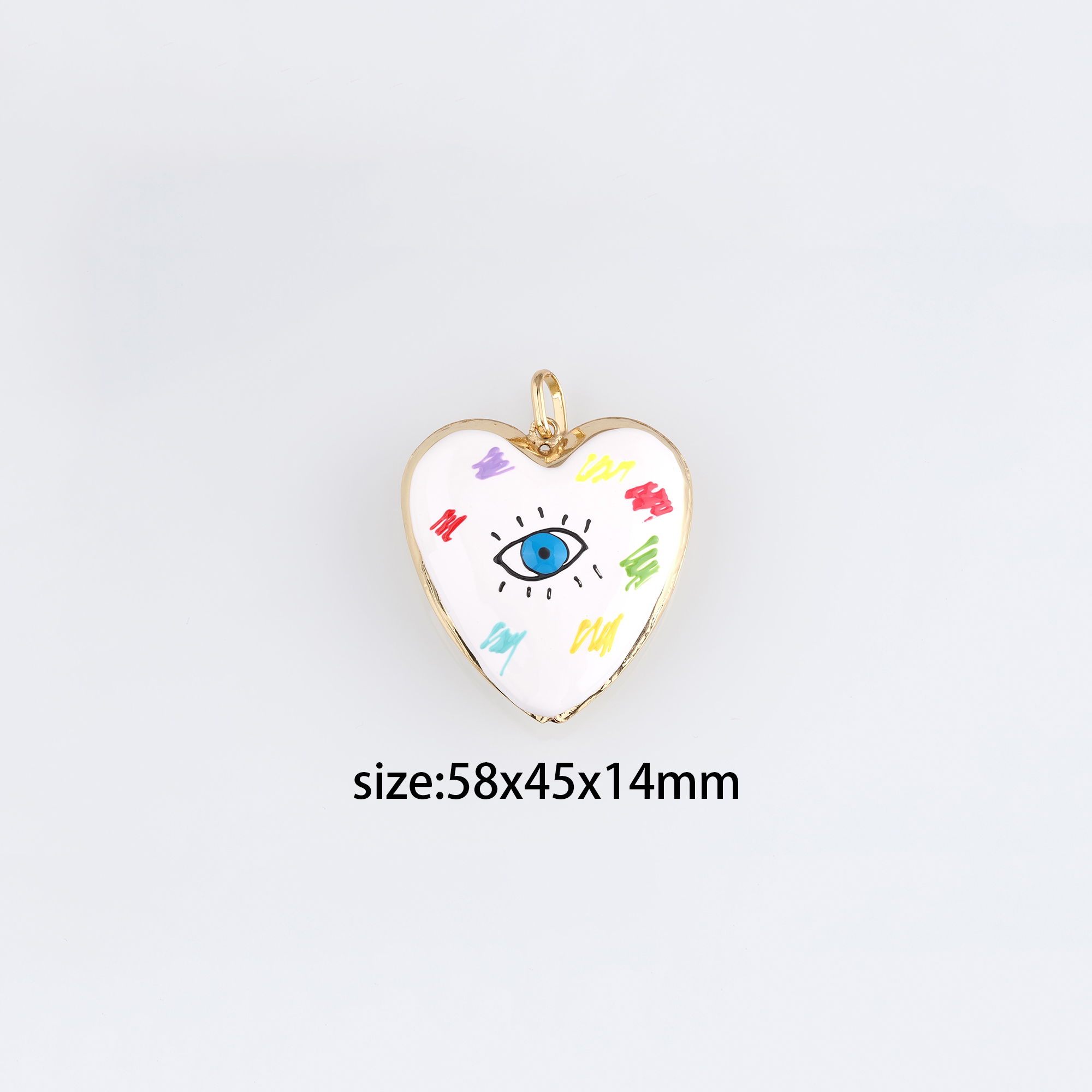 18K Gold Filled Evil Eye Pendant,Enamel Evil Eye Charm Earrings Necklace for DIY Jewelry Making Supply