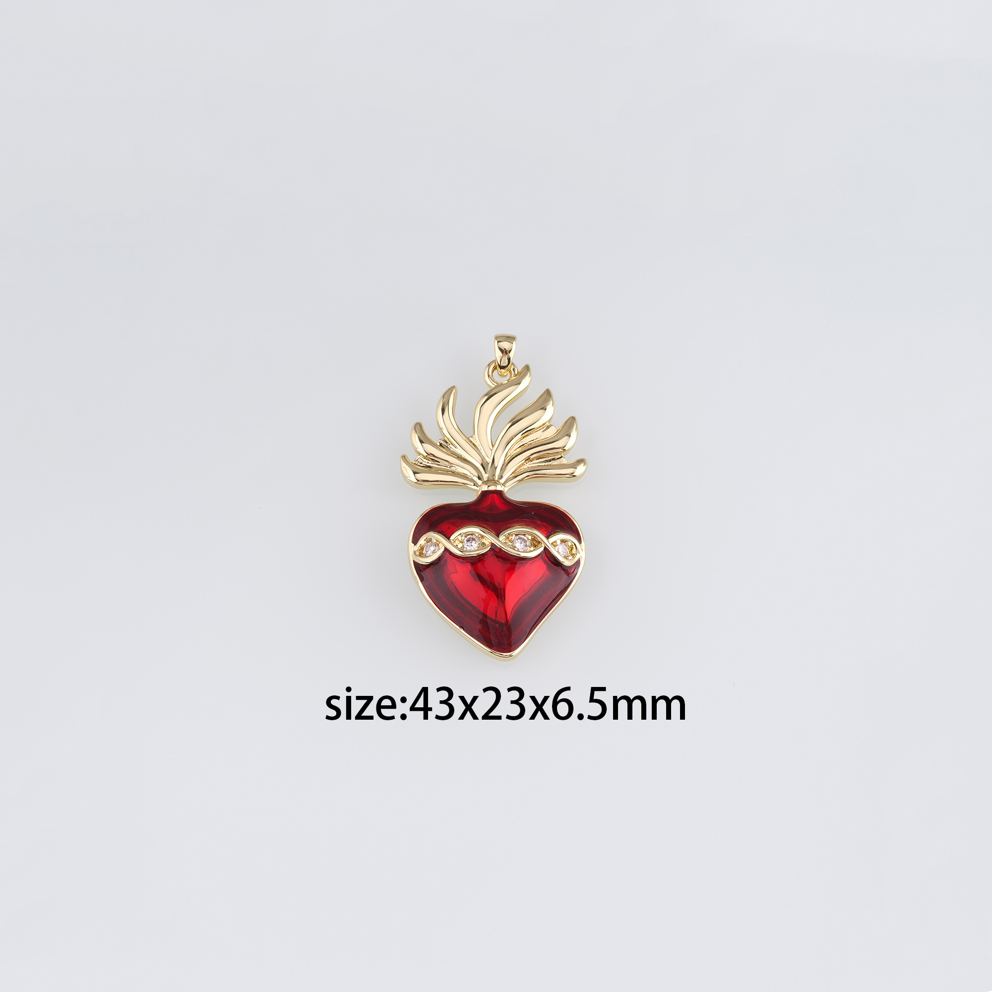 Gold Religious Charm,18K Gold Filled Sacred Heart Pendant,Enamel Sacred Heart Earrings Necklace for DIY Jewelry Making Supply