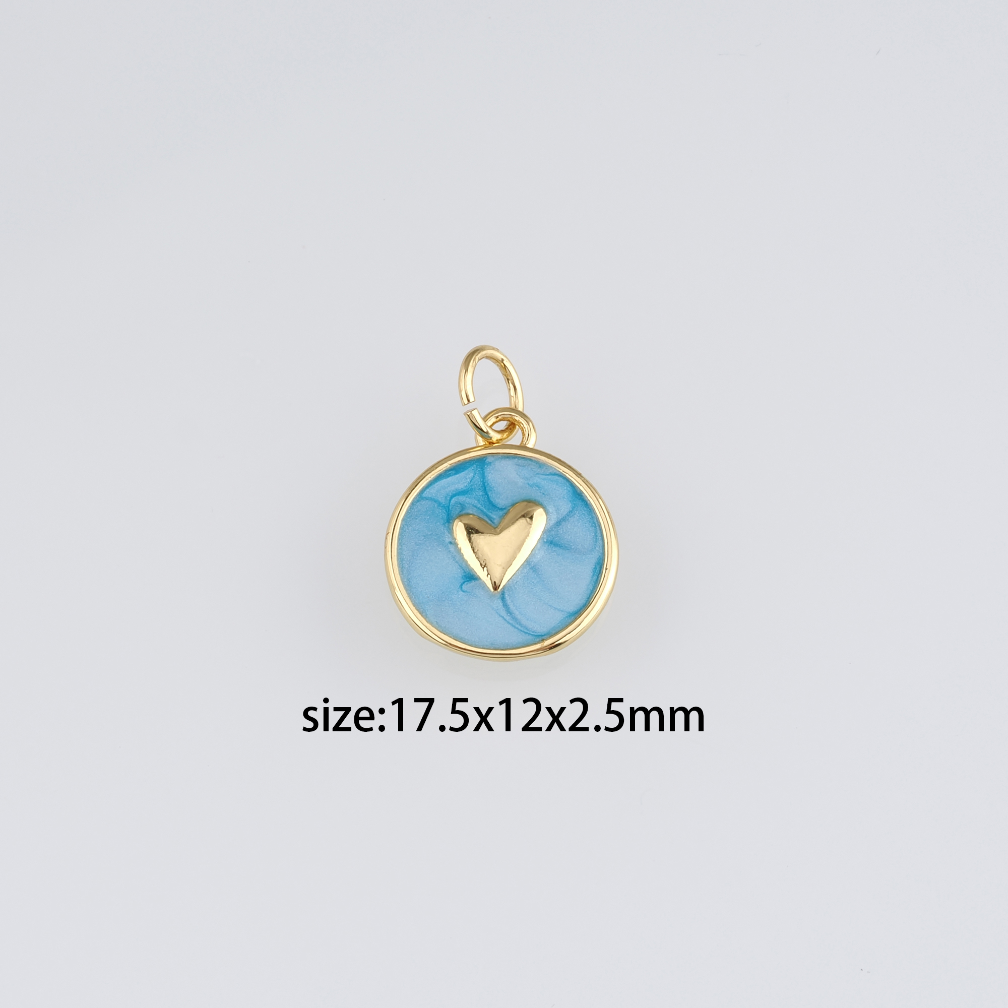 18K Gold Filled Heart Pendant,Enamel Heart Charm Earrings Necklace for DIY Jewelry Making Supply