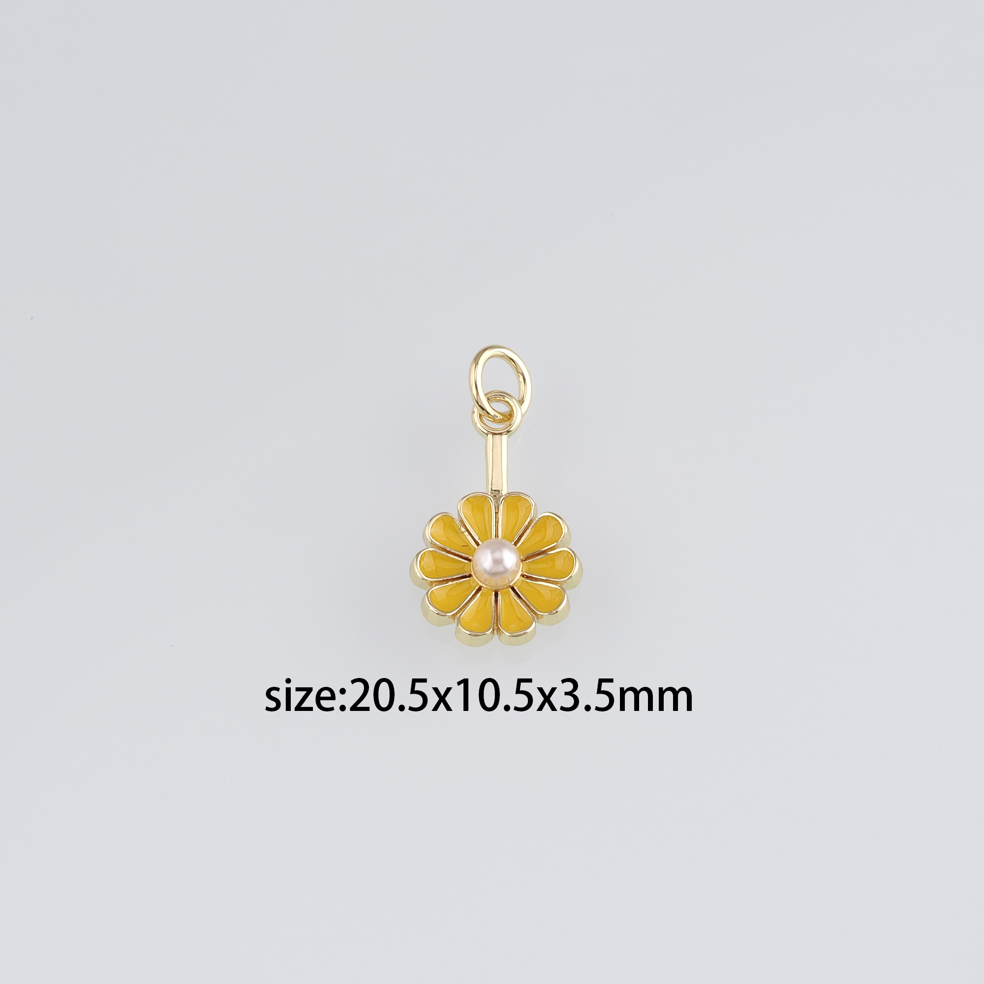 18K Gold Filled Daisy Pendant,Enamel Flower Charm Earrings Necklace for DIY Jewelry Making Supply