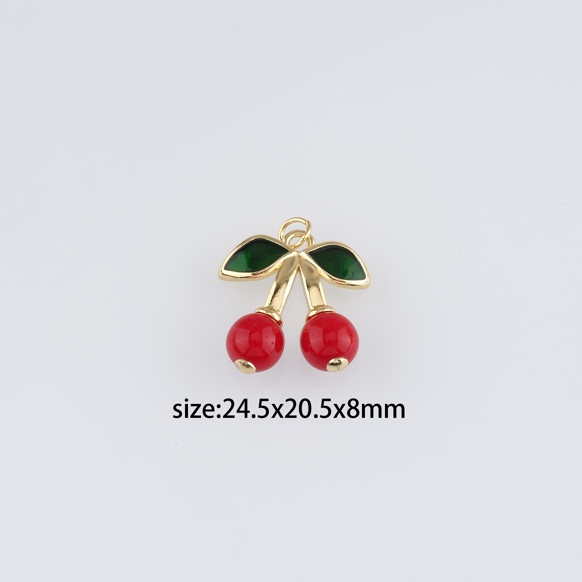 18K Gold Filled Cherry Pendant,Fruit Charm Earrings Necklace for DIY Jewelry Making Supply