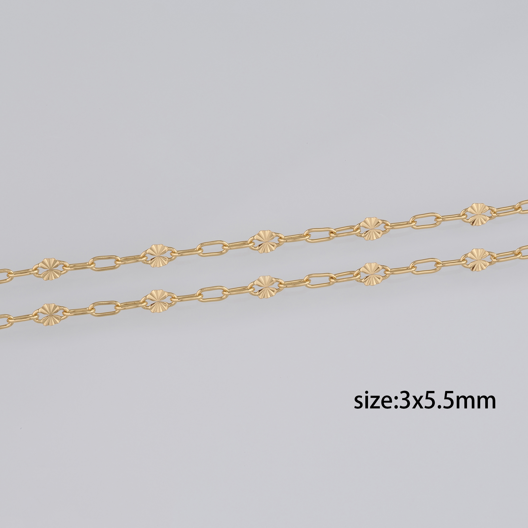 18K Gold Filled Paper Clip Chain Necklace,Dainty Link Chain,Texture Chain Necklace for DIY Jewelry Making Supply