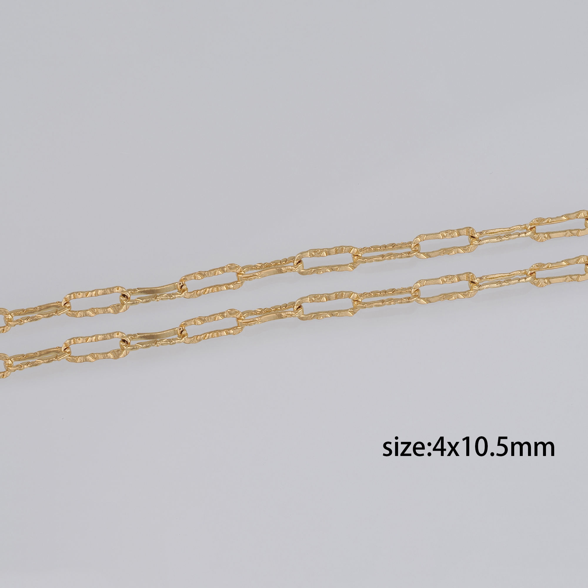 18K Gold Filled Paper Clip Chain Necklace,Dainty Link Chain,Texture Chain Necklace for DIY Jewelry Making Supply