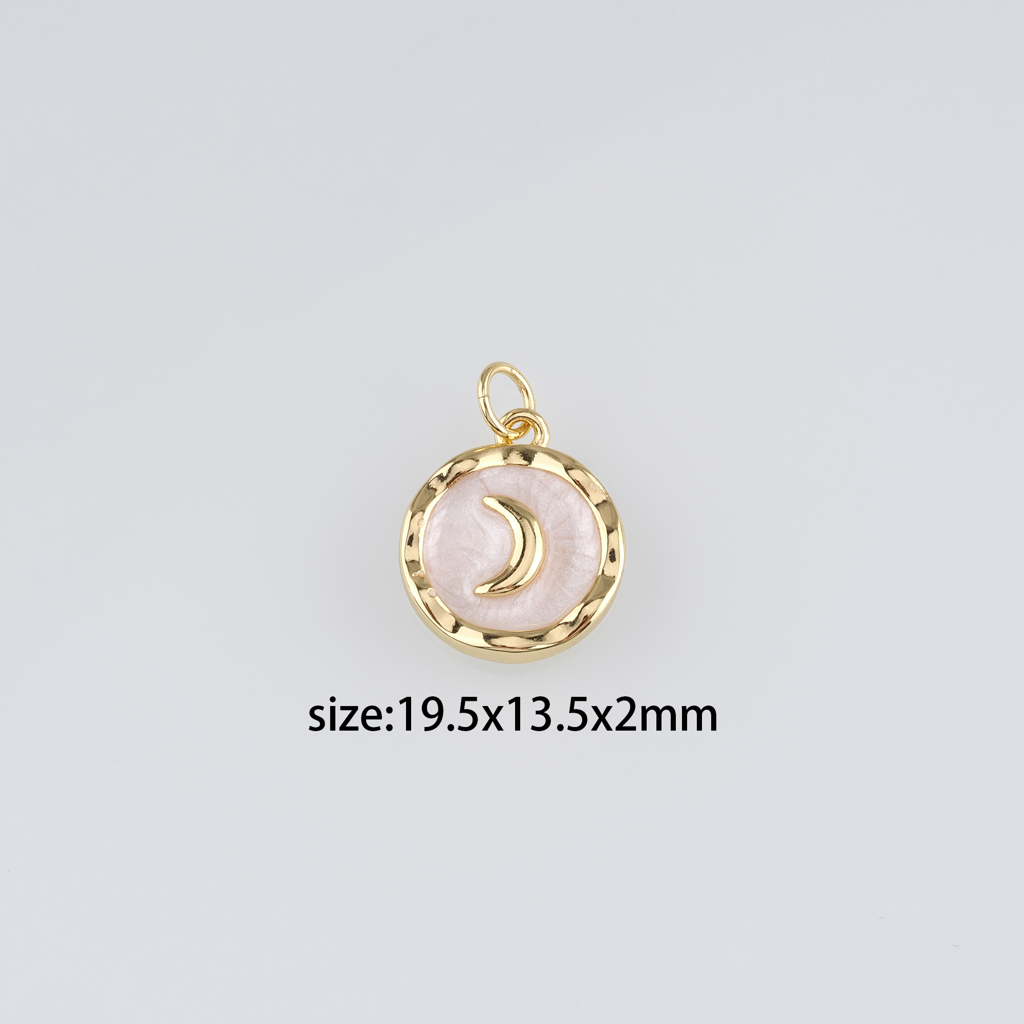 18K Gold Filled Moon Pendant,Enamel Celestial Charm Earrings Necklace for DIY Jewelry Making Supply