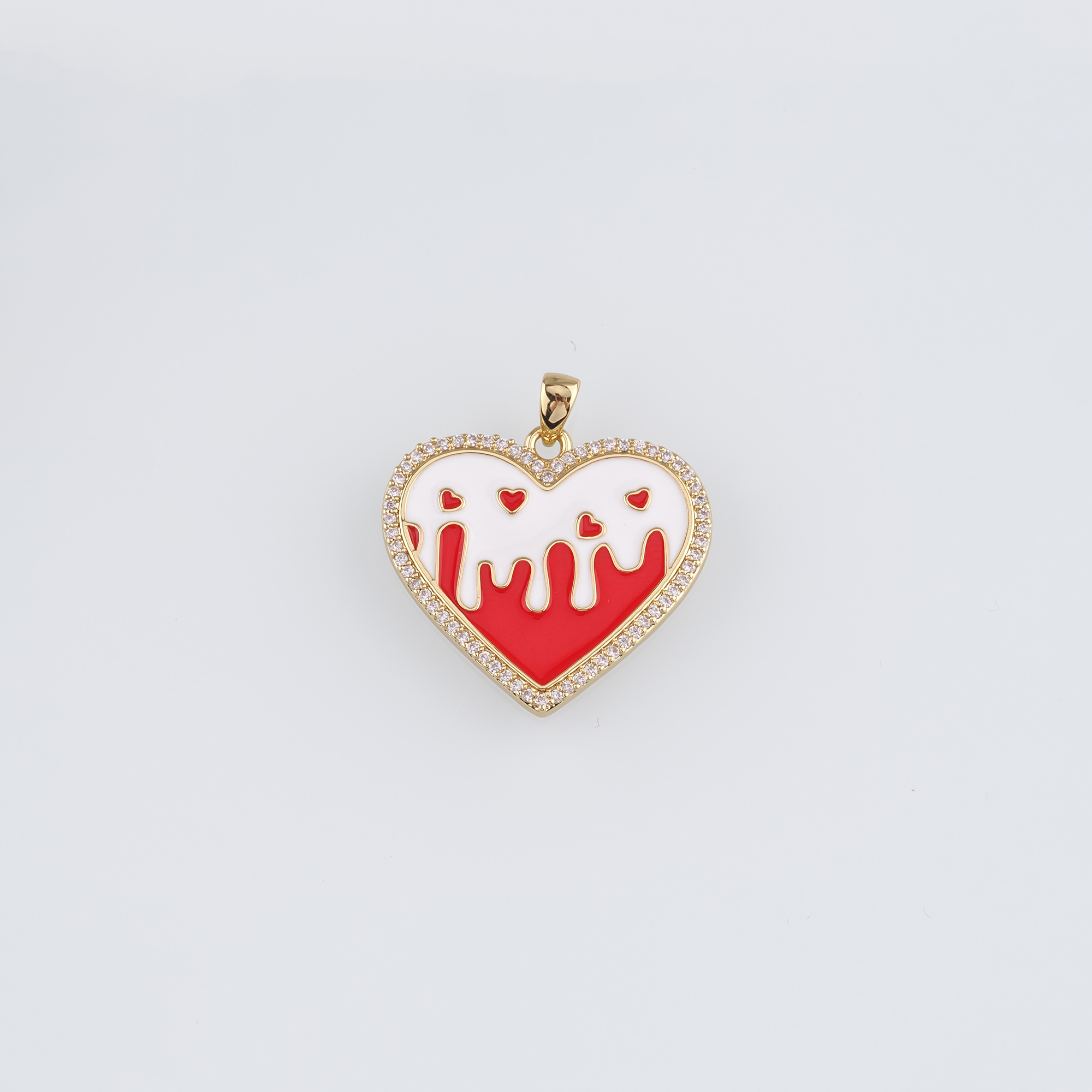 18K Gold Filled Heart Pendant,Enamel Heart Charm Earrings Necklace for DIY Jewelry Making Supply