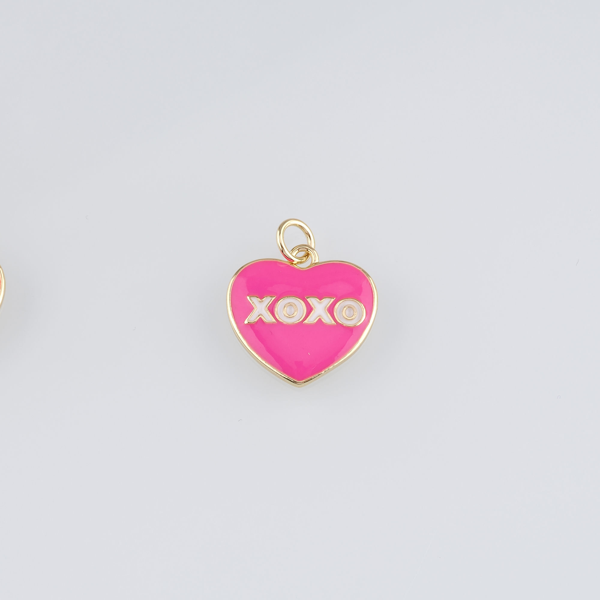 18K Gold Filled Heart Pendant,Enamel XOXO Heart Charm Earrings Necklace for DIY Jewelry Making Supply