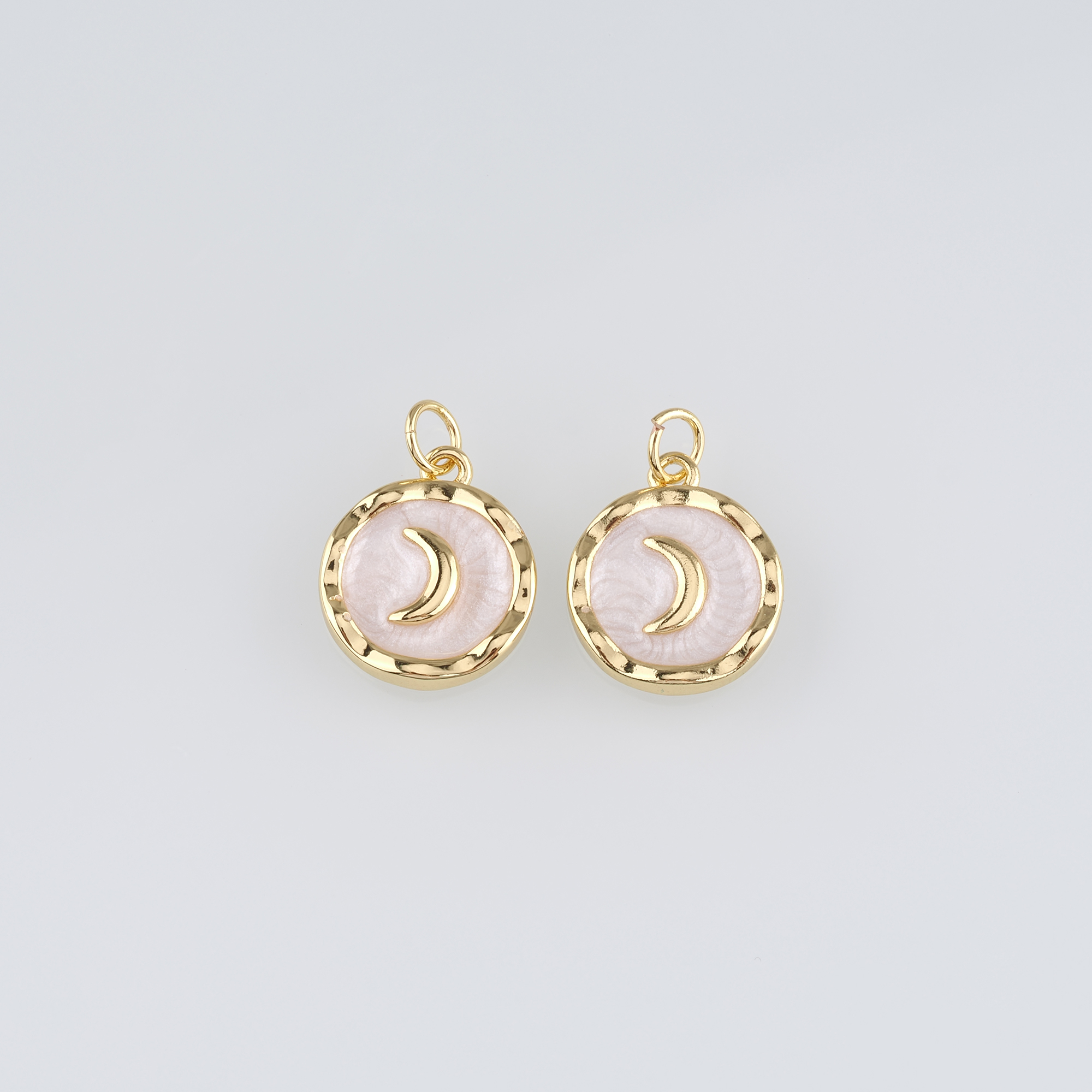 18K Gold Filled Moon Pendant,Enamel Celestial Charm Earrings Necklace for DIY Jewelry Making Supply