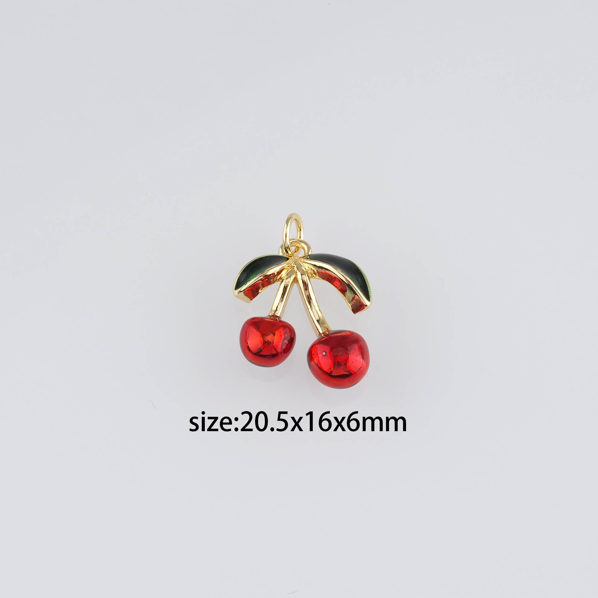 18K Gold Filled Cherry Pendant,Fruit Charm,Enamel Cherry Earrings Necklace for DIY Jewelry Making Supply