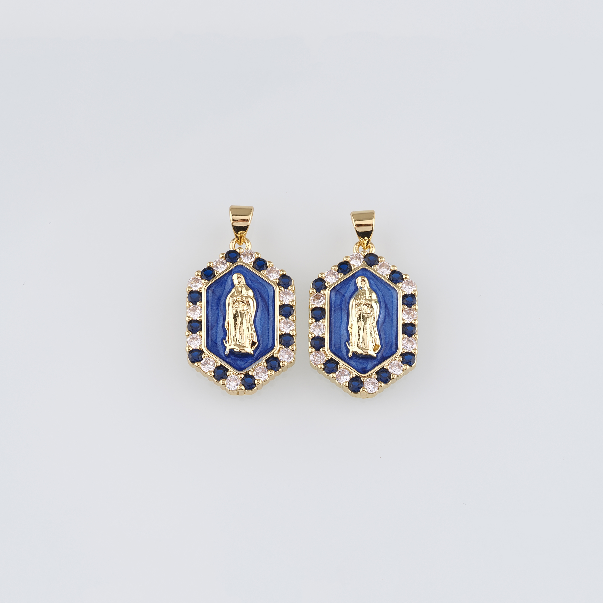 18K Gold Filled Virgin Mary Pendant,Religious Charm Earrings Necklace for DIY Jewelry Making Supply