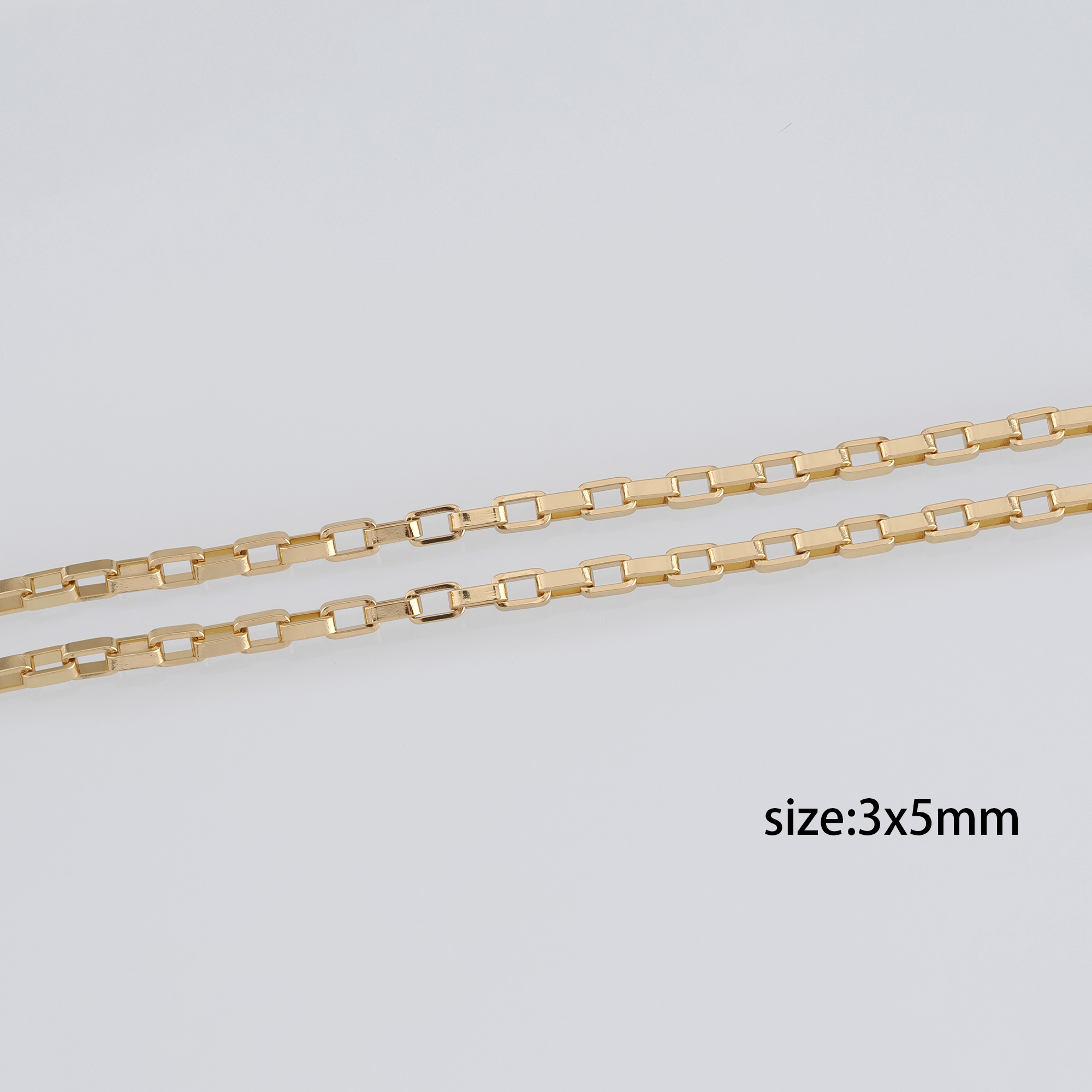 18K Gold Filled Rectangle Chain Necklace,Dainty Thin Link Chain,Gold Rectangle Chain Necklace for Women DIY Jewelry Making Supply