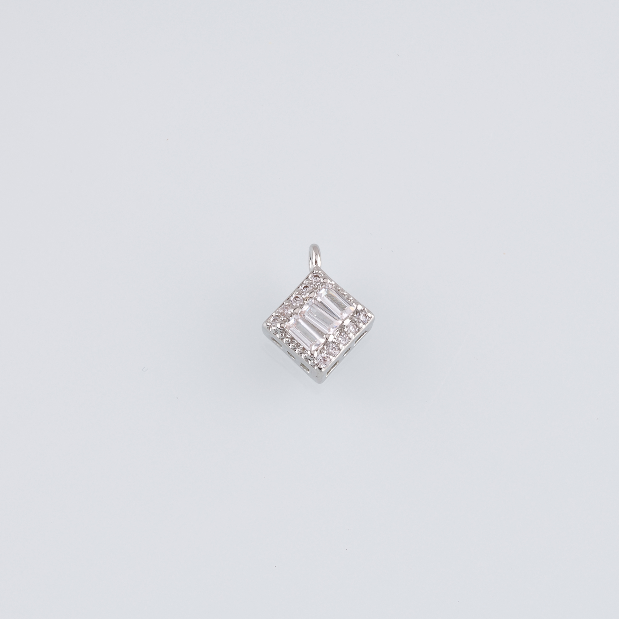 18K Gold Filled Rhombus Pendant,CZ Micro Pave Rhombus Charm Earrings Necklace for DIY Jewelry Making Supply