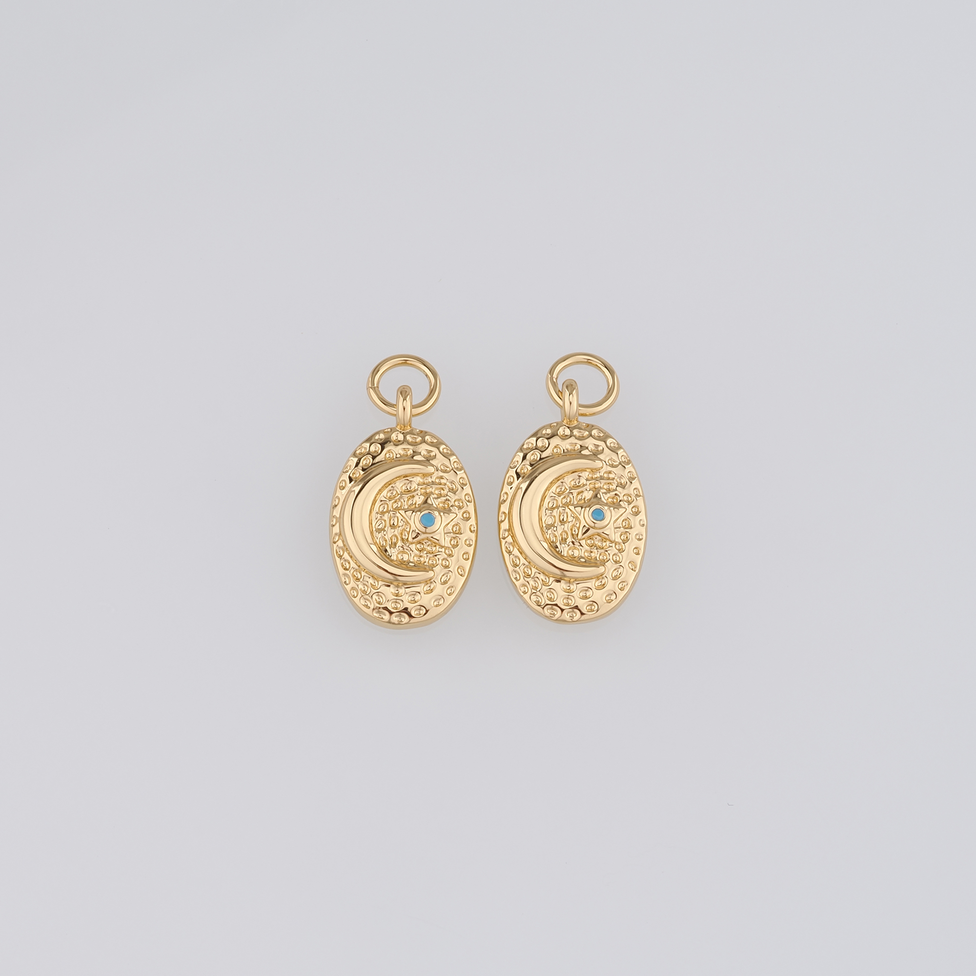 18K Gold Filled Moon Pendant,Celestial Charm Earrings Necklace for DIY Jewelry Making Supply