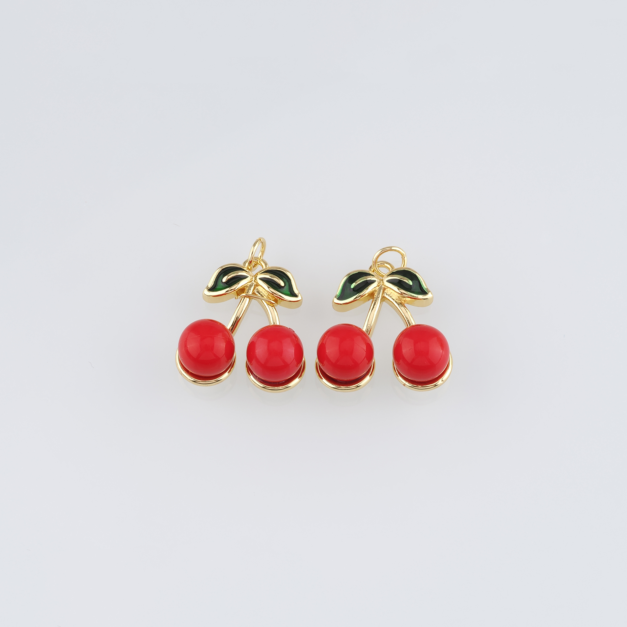 18K Gold Filled Cherry Pendant,Fruit Charm Earrings Necklace for DIY Jewelry Making Supply