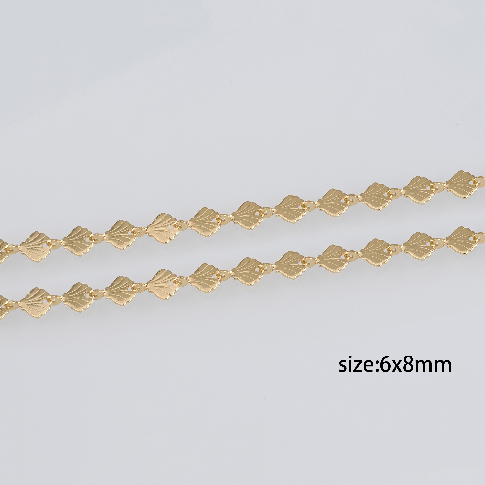 18K Gold Filled Scallop Shell Chain Necklace,Dainty Link Chain,Gold Shell Chain Necklace for Women DIY Jewelry Making Supply