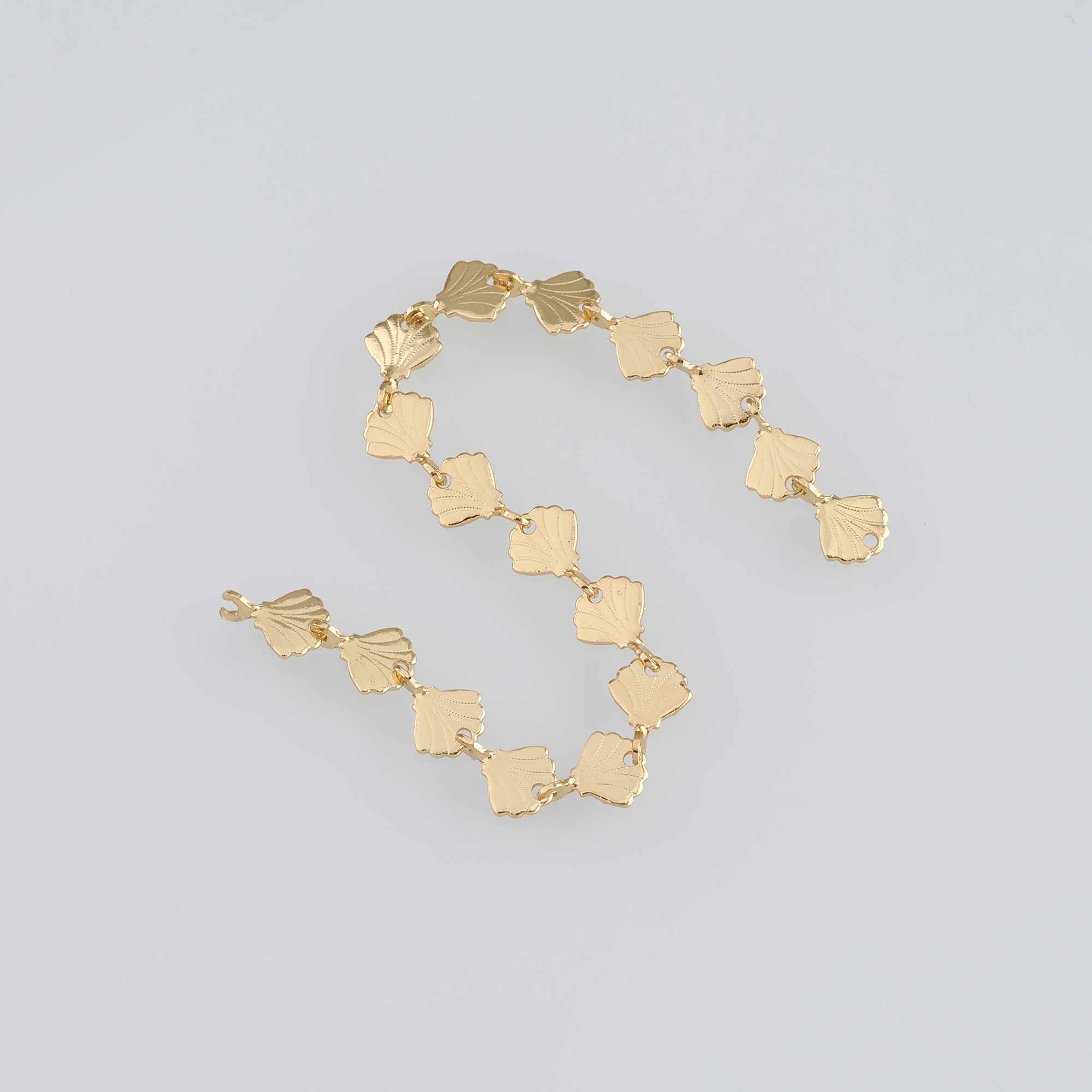 18K Gold Filled Scallop Shell Chain Necklace,Dainty Link Chain,Gold Shell Chain Necklace for Women DIY Jewelry Making Supply