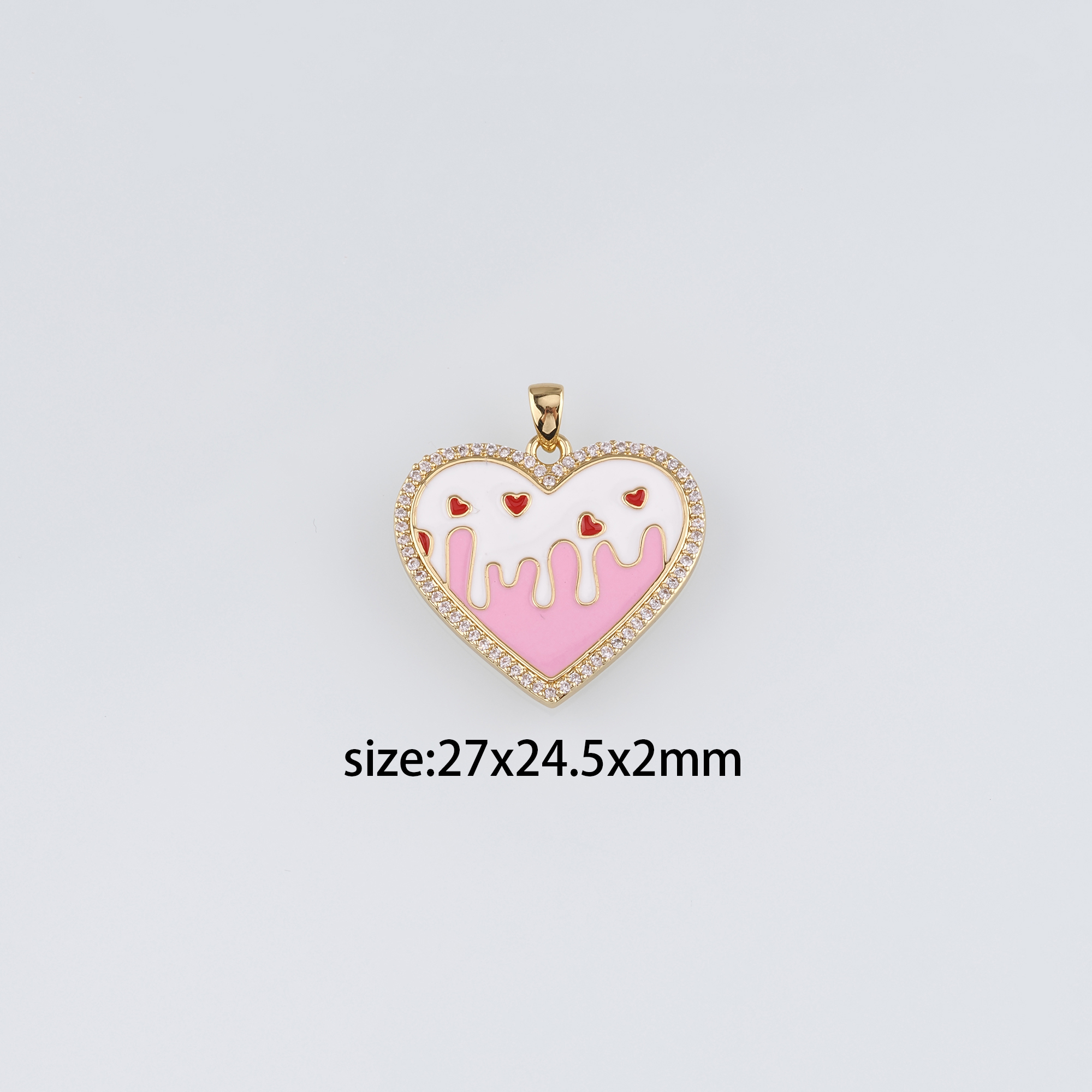 18K Gold Filled Heart Pendant,Enamel Heart Charm Earrings Necklace for DIY Jewelry Making Supply