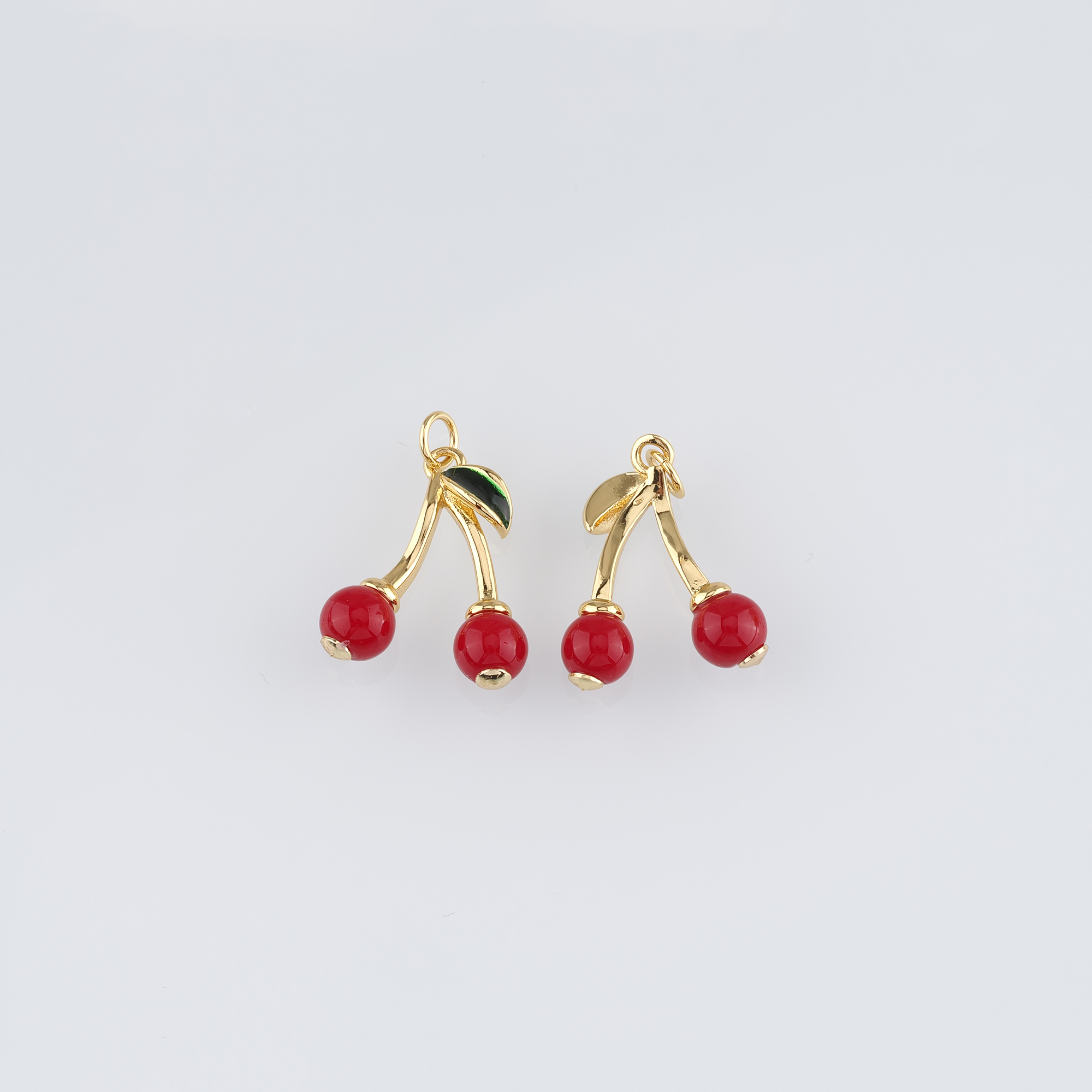 18K Gold Filled Cherry Pendant,Fruit Charm Earrings Necklace for DIY Jewelry Making Supply
