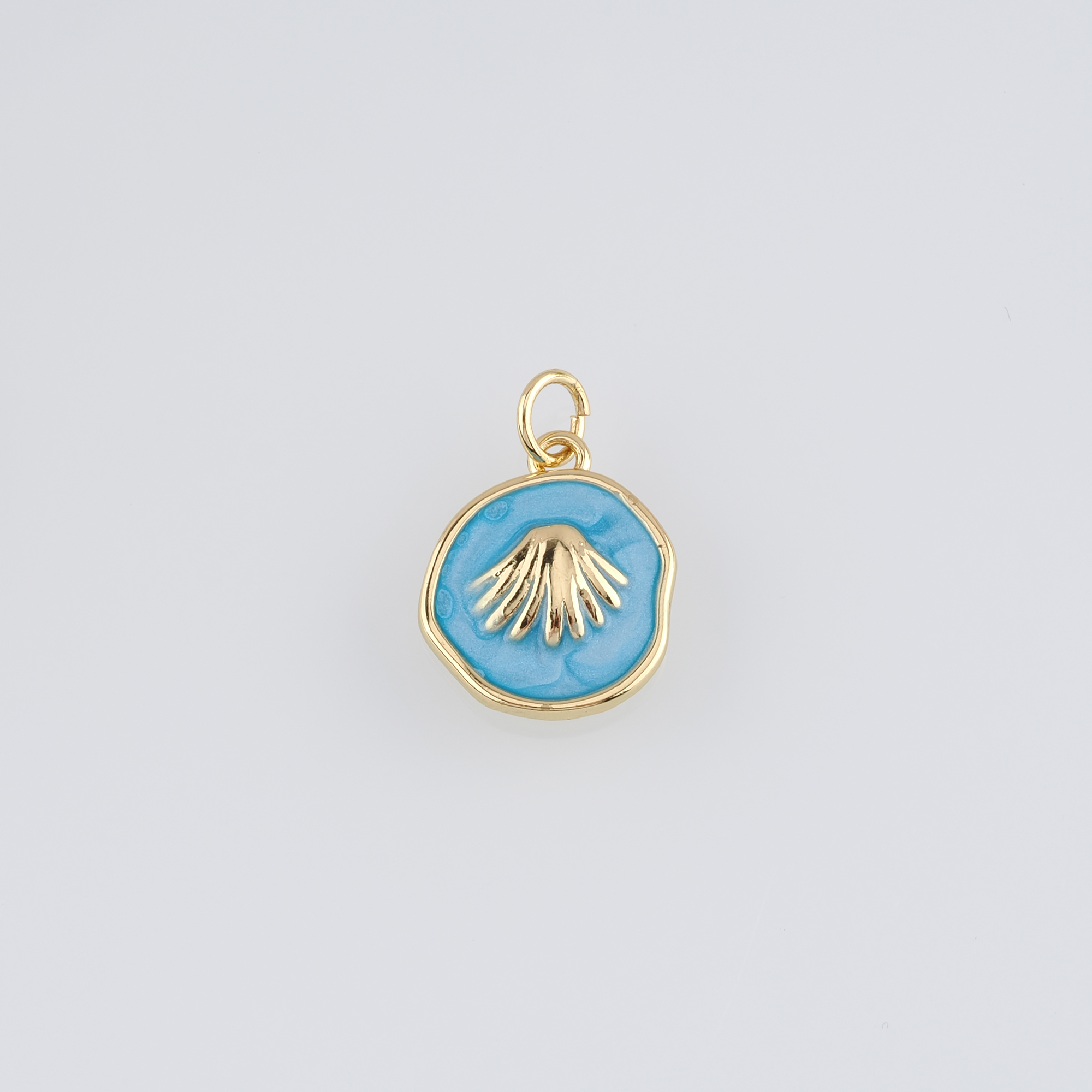 18K Gold Filled Shell Pendant,Enamel Ocean Shell Charm Earrings Necklace for DIY Jewelry Making Supply