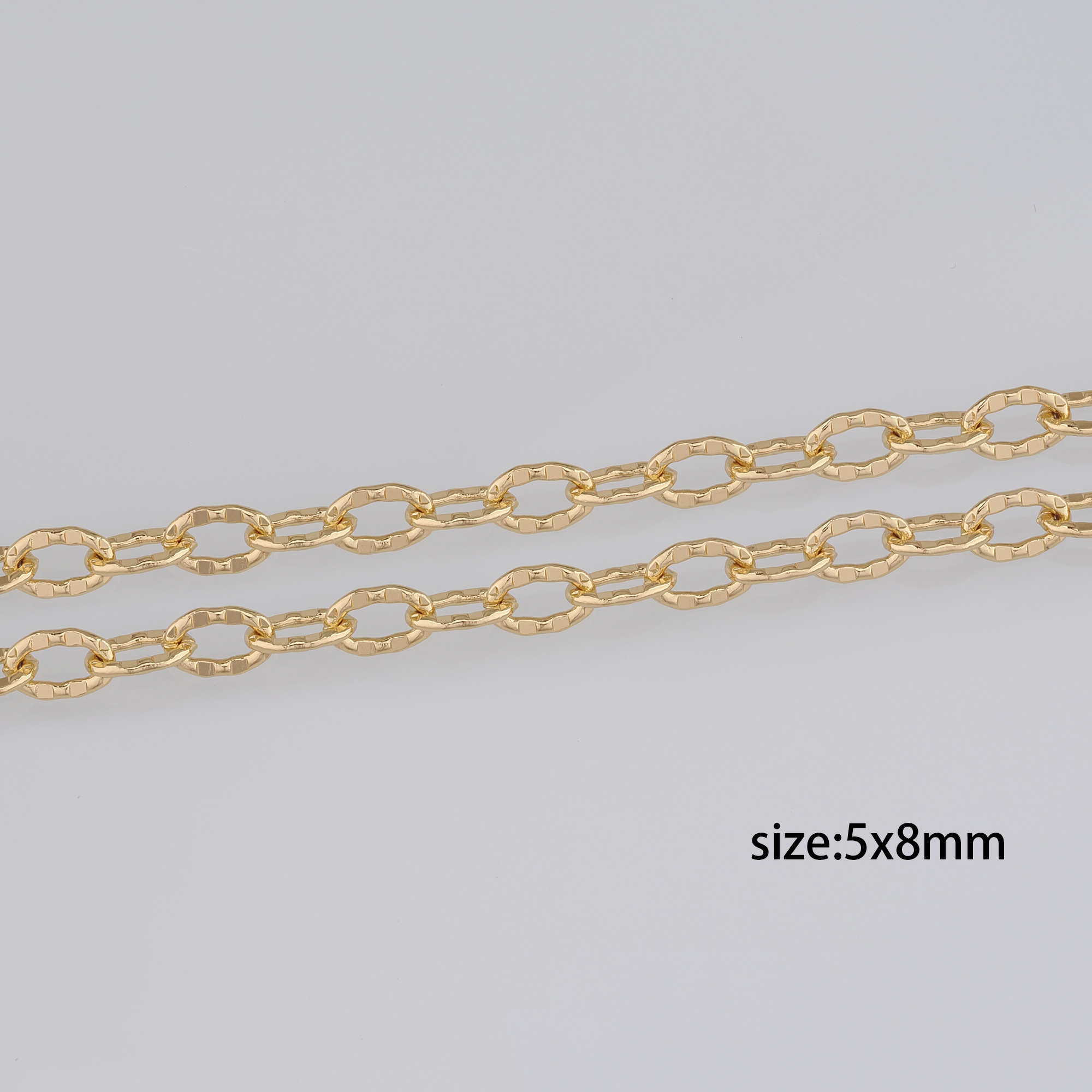 18K Gold Filled Paper Clip Chain Necklace,Dainty Link Chain,Texture Chain Necklace for DIY Jewelry Making Supply
