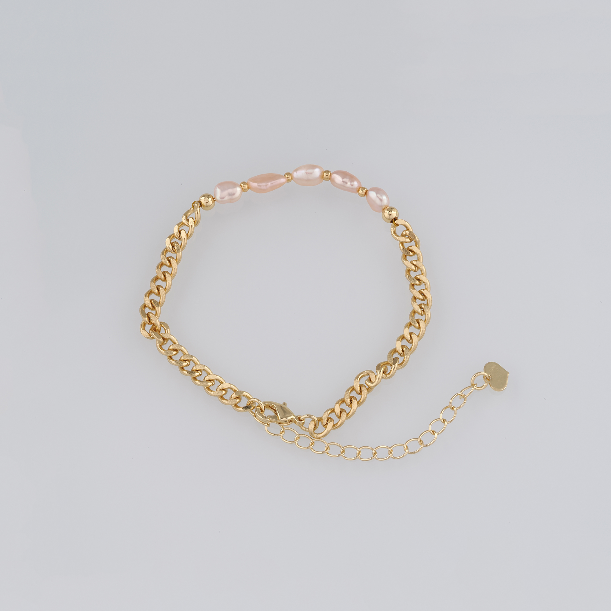 18K Gold Filled Cuban Chain Bracelet,Pearl Beaded Bracelet,Gold Chain Bracelet,Ladies Bracelet,Gift For Her