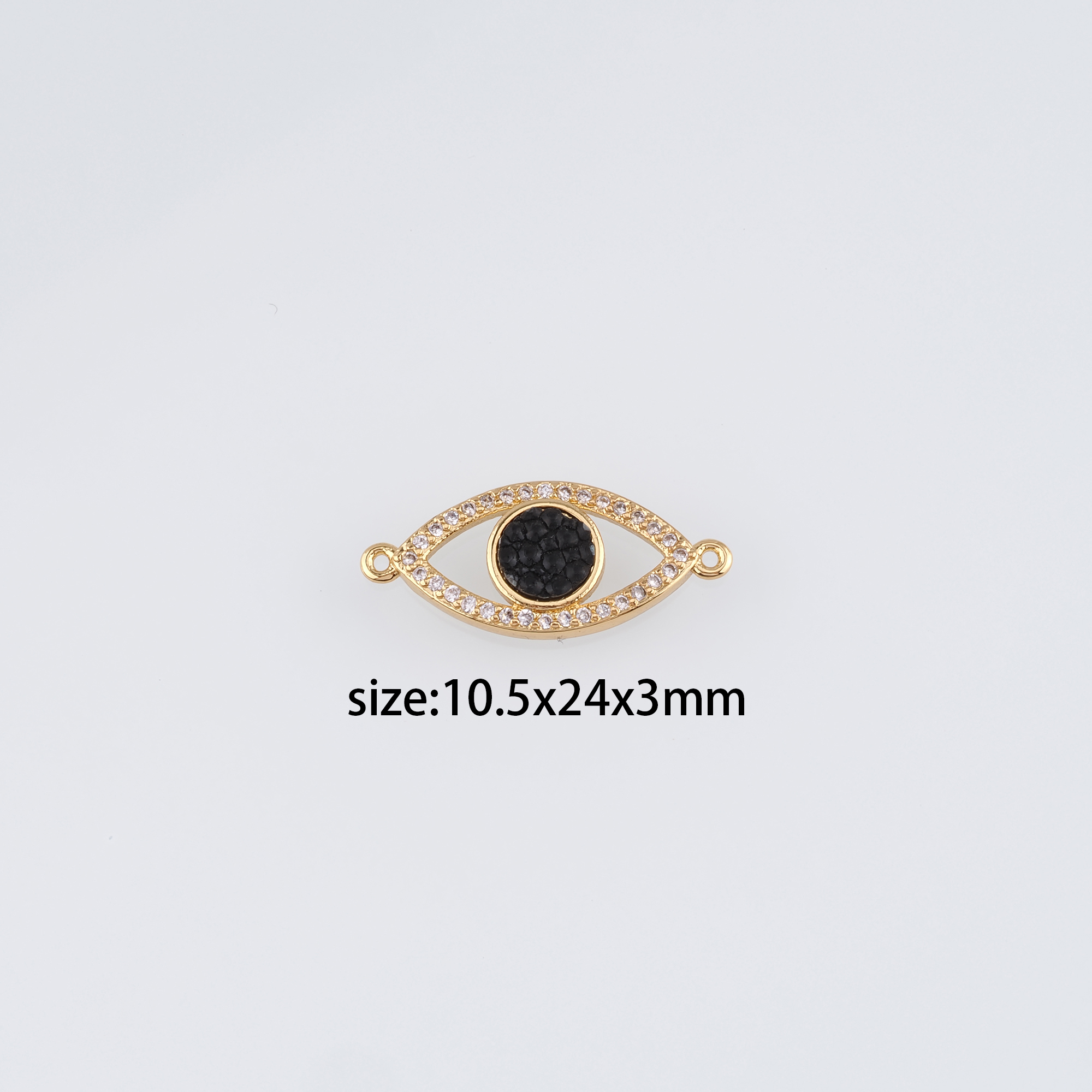18K Gold Filled Evil Eye Connector,CZ Micro Pave Evil Eye Charm Necklace Bracelet for DIY Jewelry Making Supply