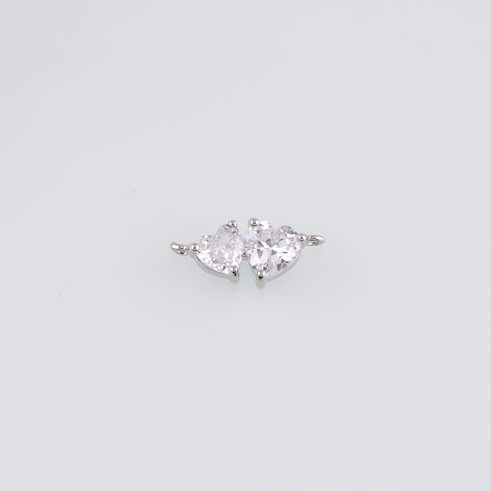 18K Gold Filled Heart Connector,CZ Micro Pave Heart Charm Necklace Bracelet for DIY Jewelry Making Supply