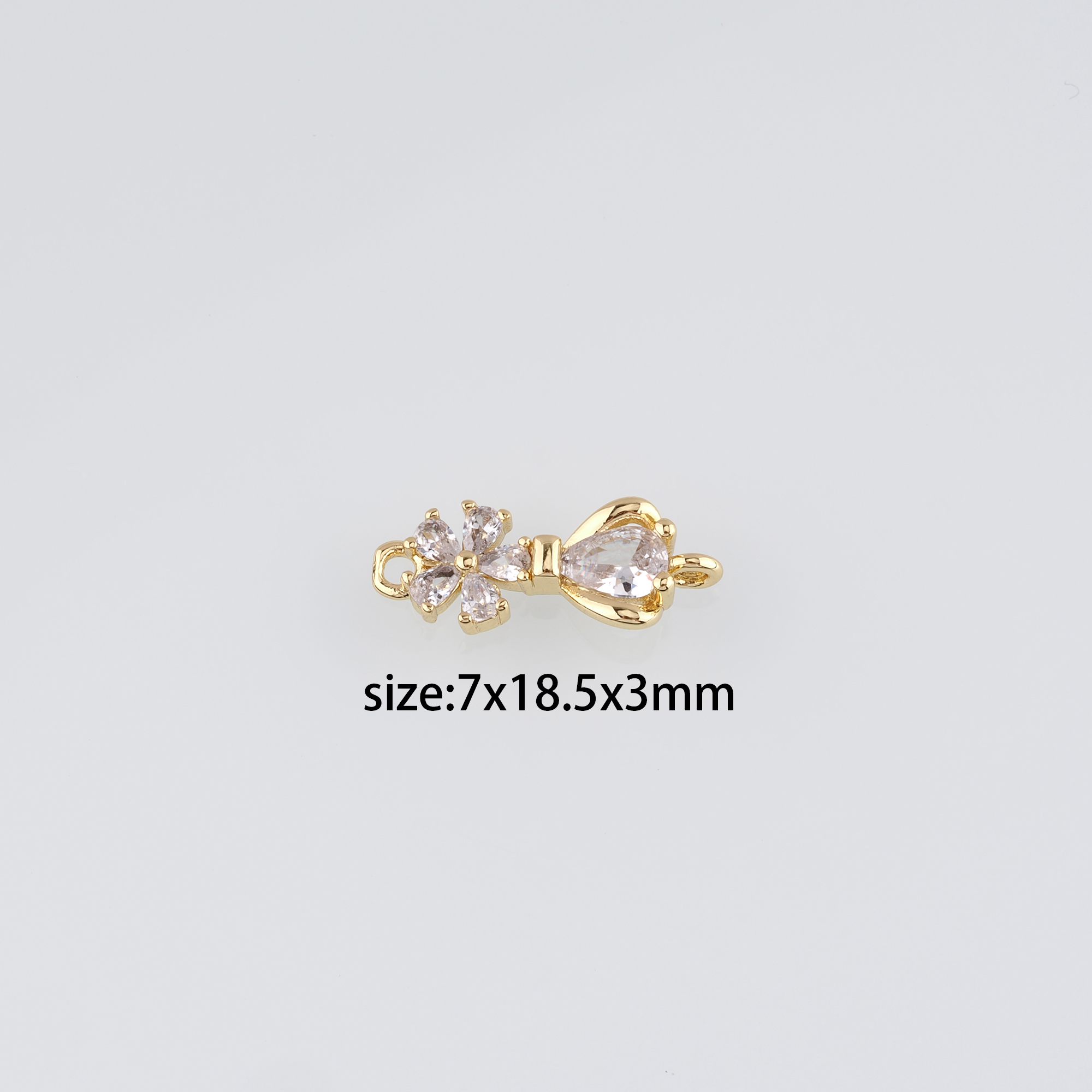 18K Gold Filled Flower Connector,CZ Micro Pave Floral Charm Necklace Bracelet for DIY Jewelry Making Supply