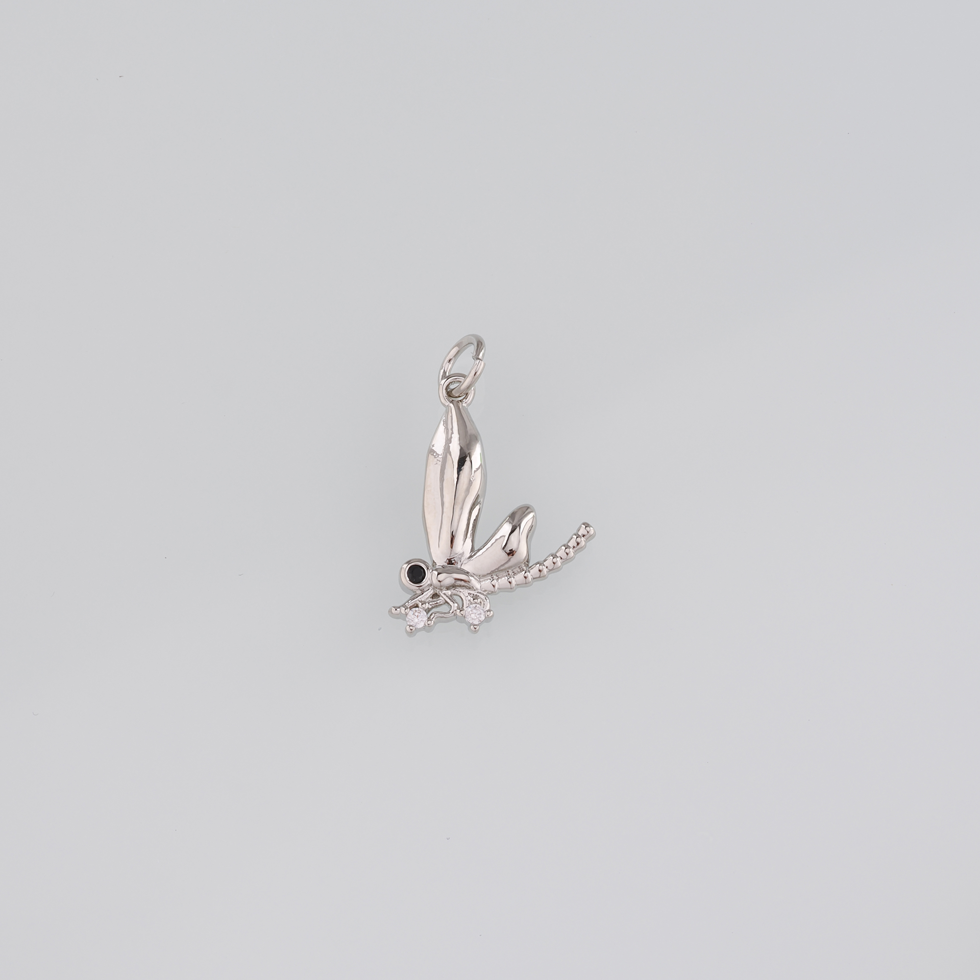 18K Gold Filled Dragonfly Pendant,CZ Micro Pave Insect Charm Earrings Necklace for DIY Jewelry Making Supply