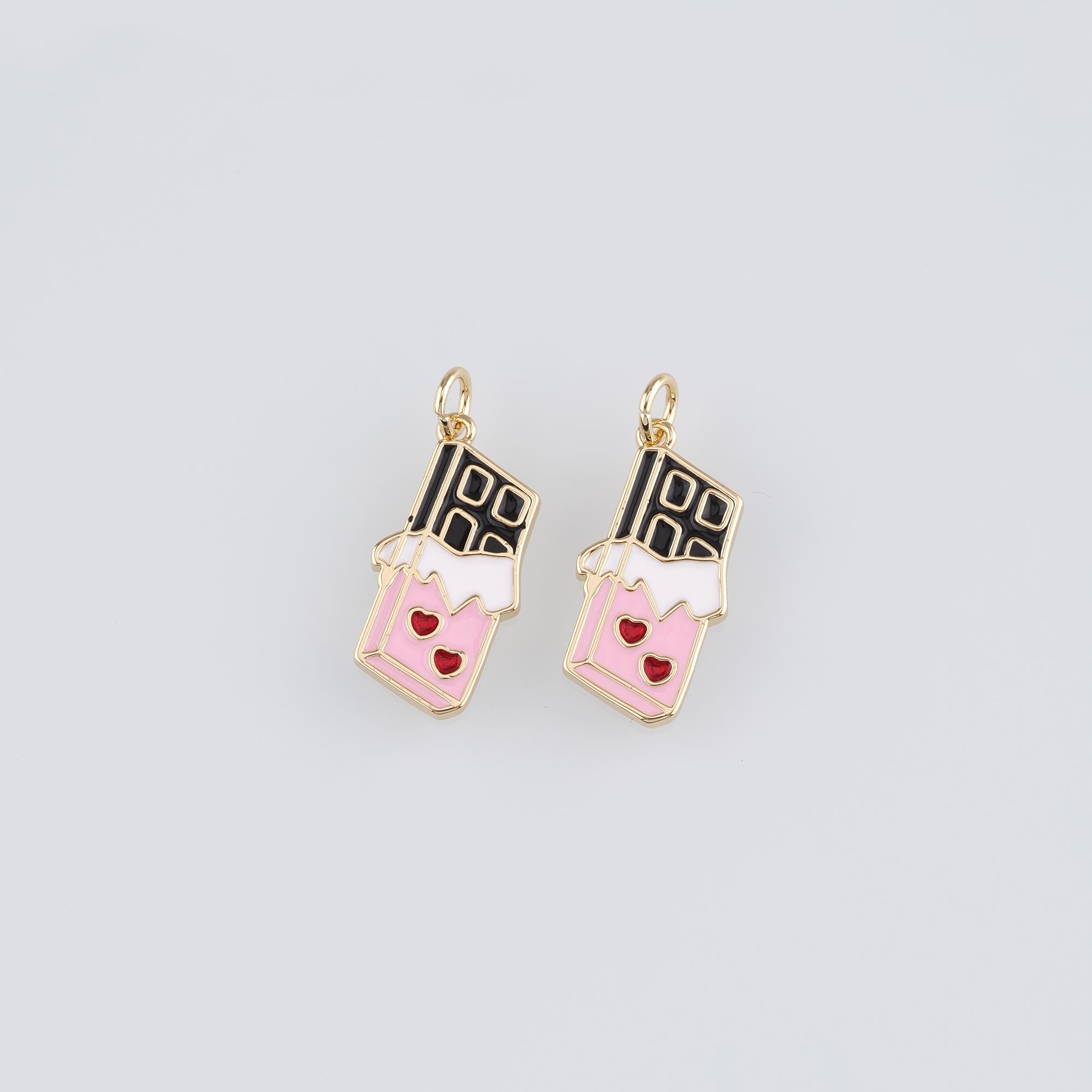 18K Gold Filled Chocolate Pendant,Enamel Chocolate Charm Earrings Necklace for DIY Jewelry Making Supply