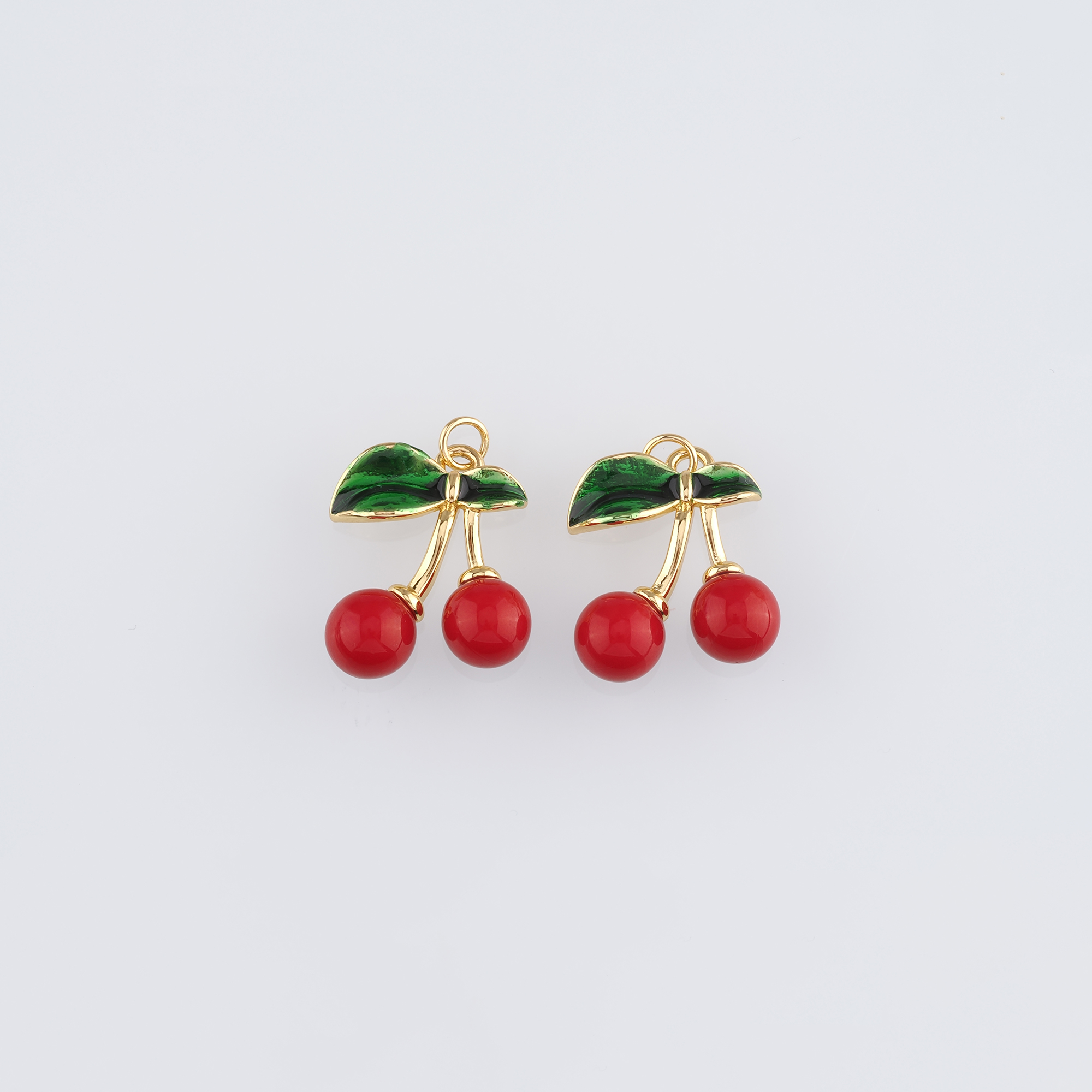 18K Gold Filled Cherry Pendant,Fruit Charm Earrings Necklace for DIY Jewelry Making Supply