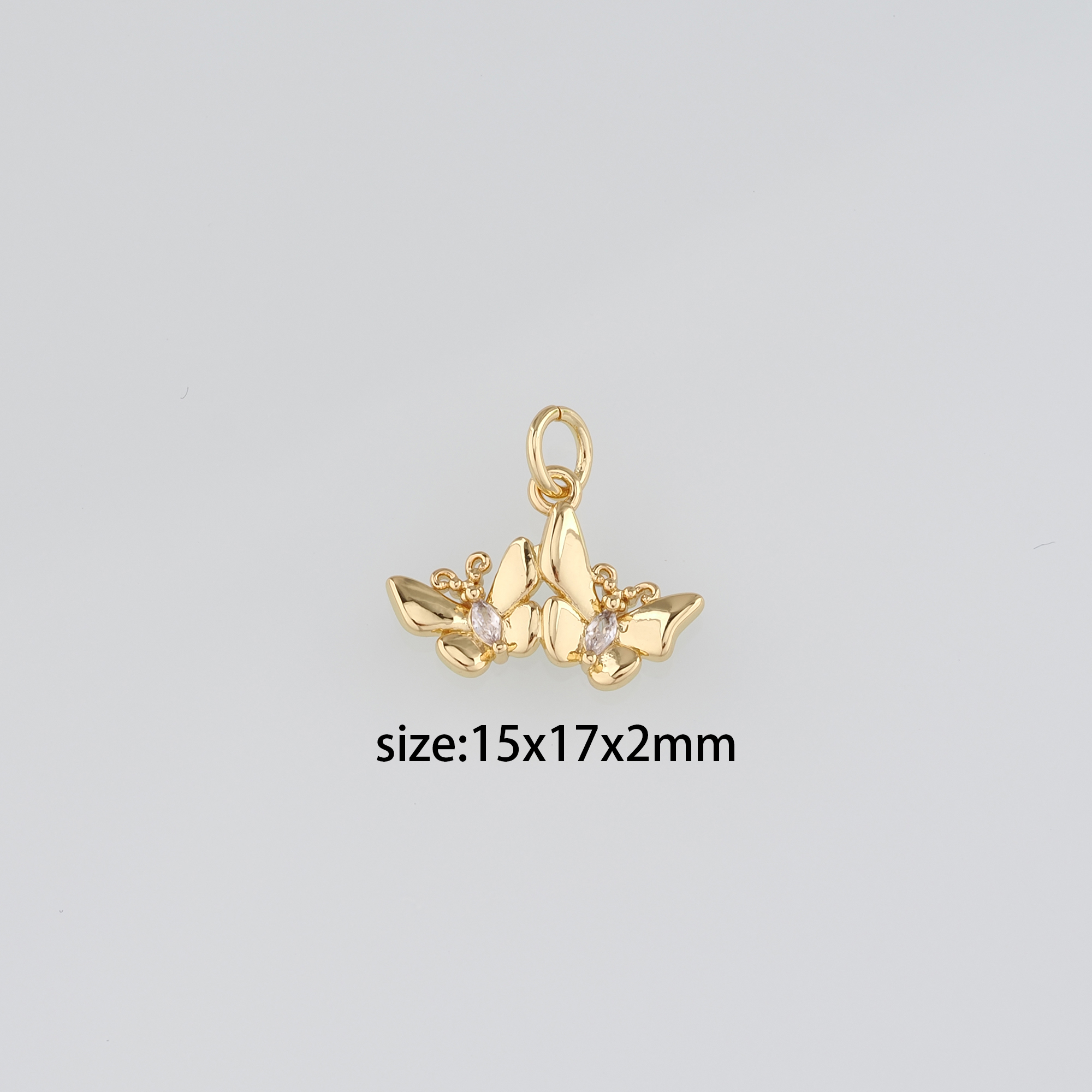 18K Gold Filled Butterfly Pendant,CZ Micro Pave Butterfly Charm Earrings Necklace for DIY Jewelry Making Supply