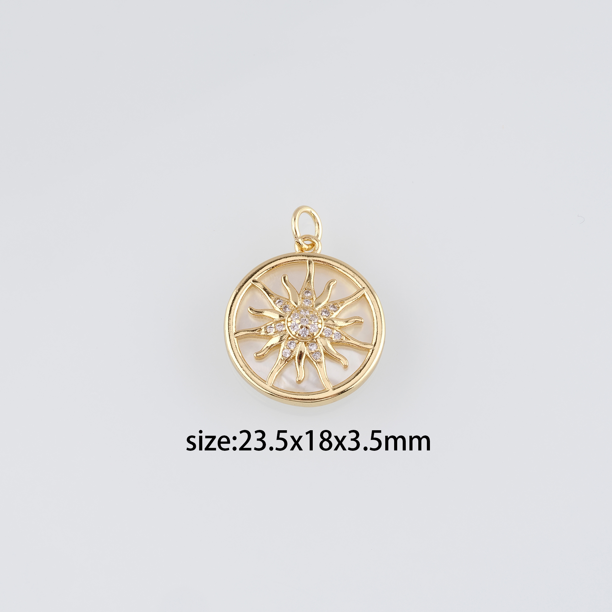 18K Gold Filled Sun Pendant,CZ Micro Pave Celestial Charm Earrings Necklace for DIY Jewelry Making Supply