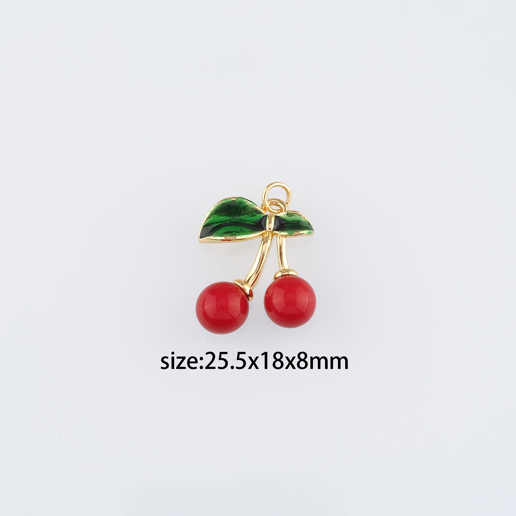 18K Gold Filled Cherry Pendant,Fruit Charm Earrings Necklace for DIY Jewelry Making Supply