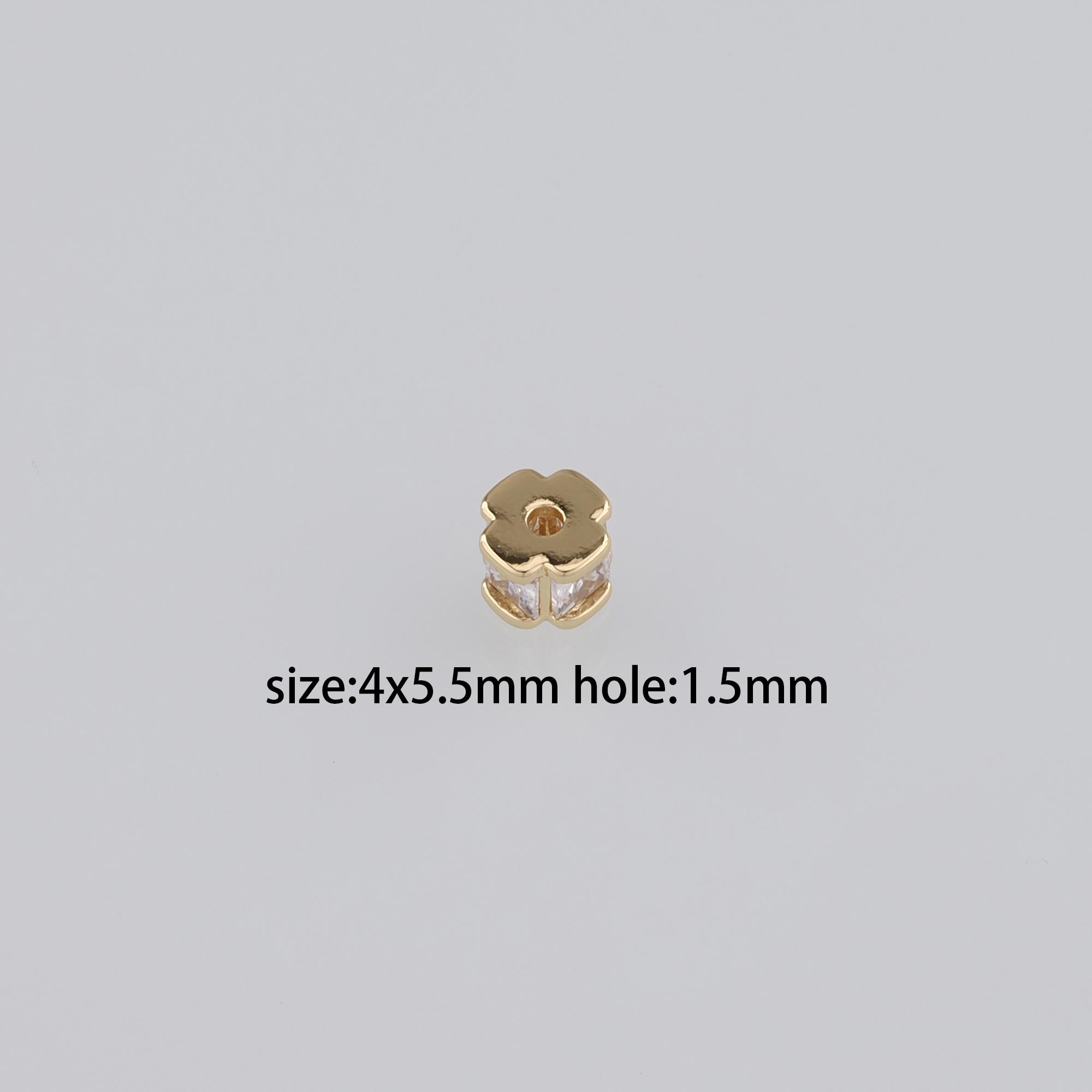 18K Gold Filled Flat Spacer Beads,CZ Micro Pave R Flat Bead for Bracelet Jewelry Necklace Making Supply