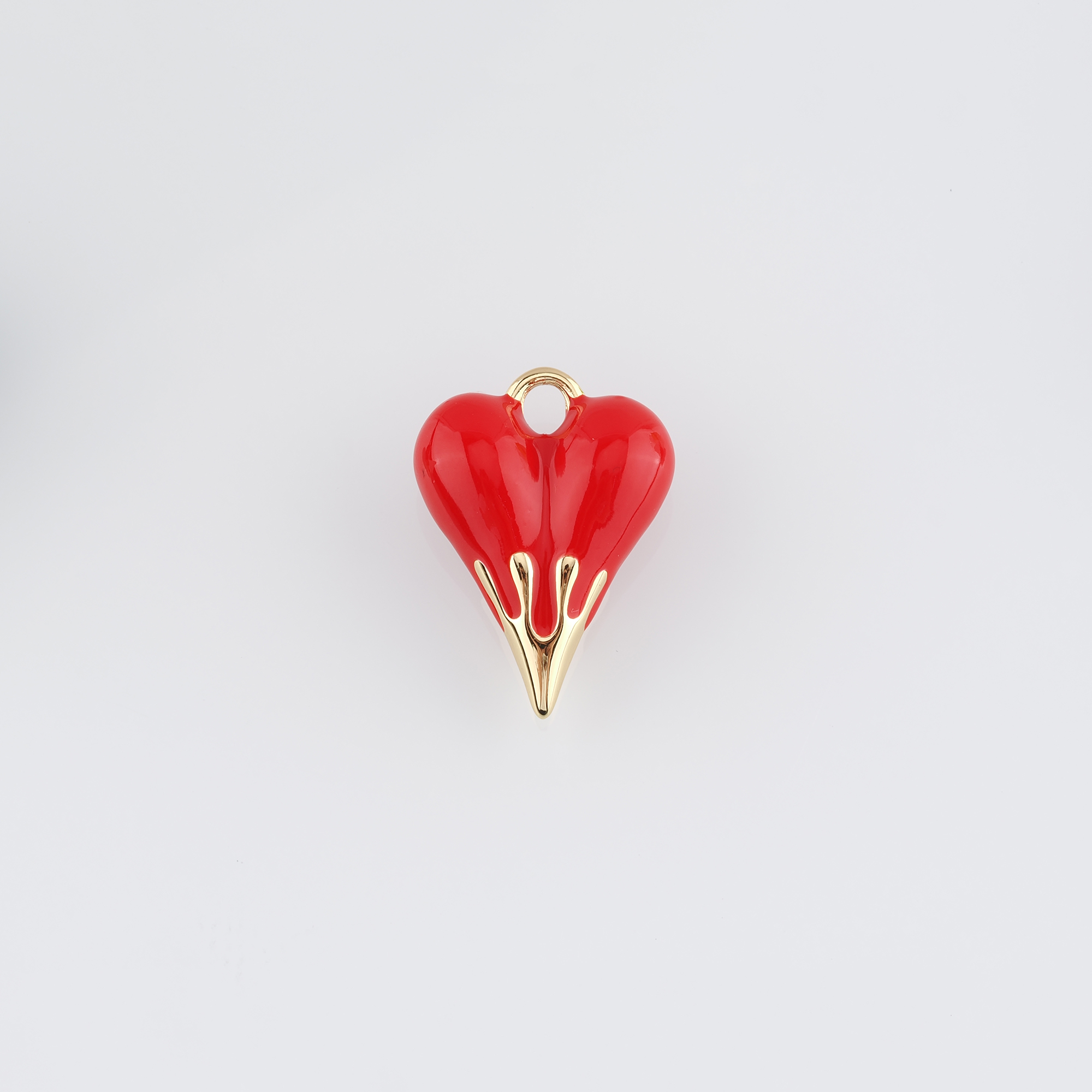 18K Gold Filled Heart Pendant,Enamel Heart Charm Earrings Necklace for DIY Jewelry Making Supply
